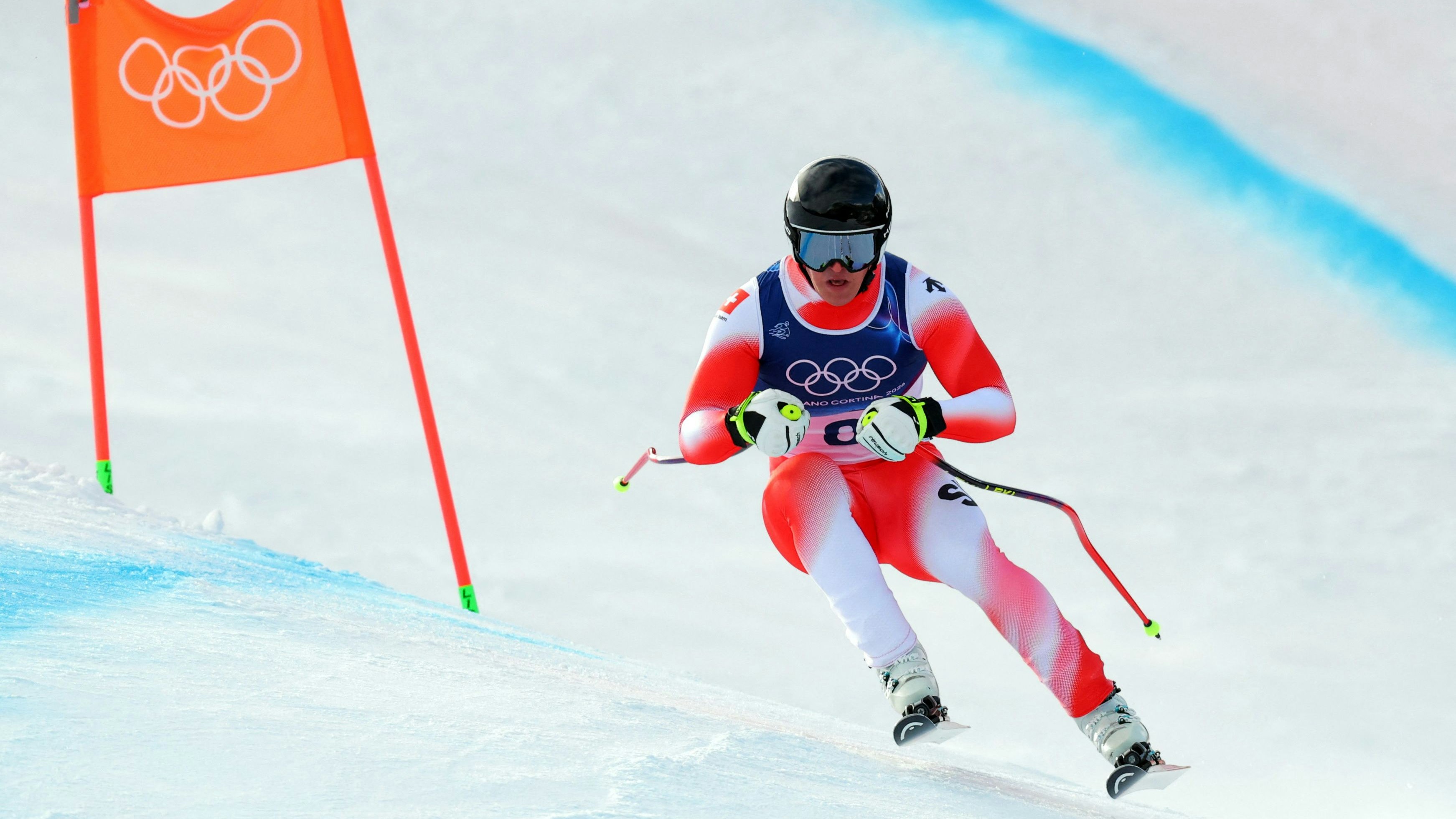 Der Schweizer Ski-Star Franjo von Allmen. 