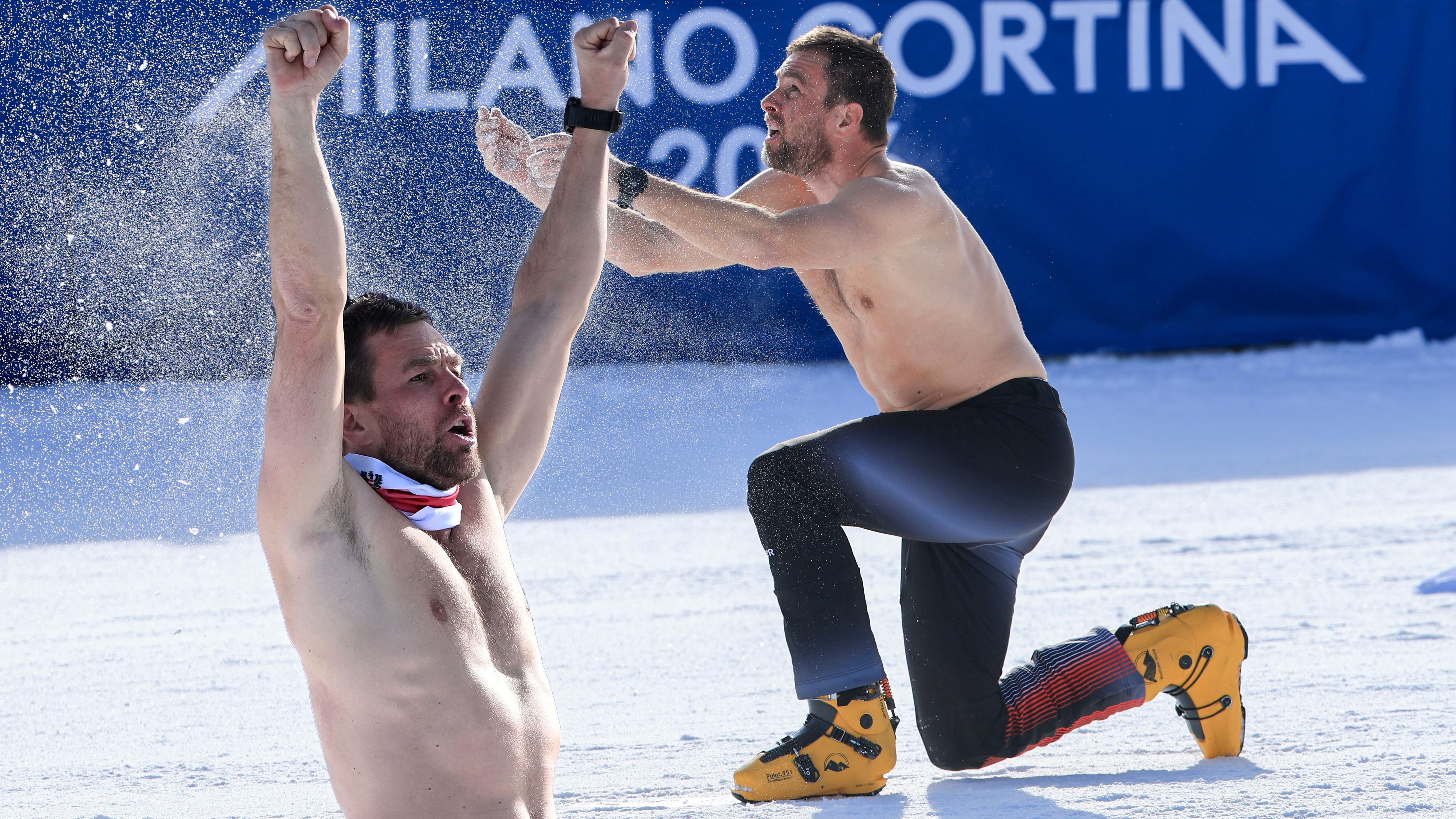 Benjamin Karl mit dem Nackt-Jubel in Livigno.