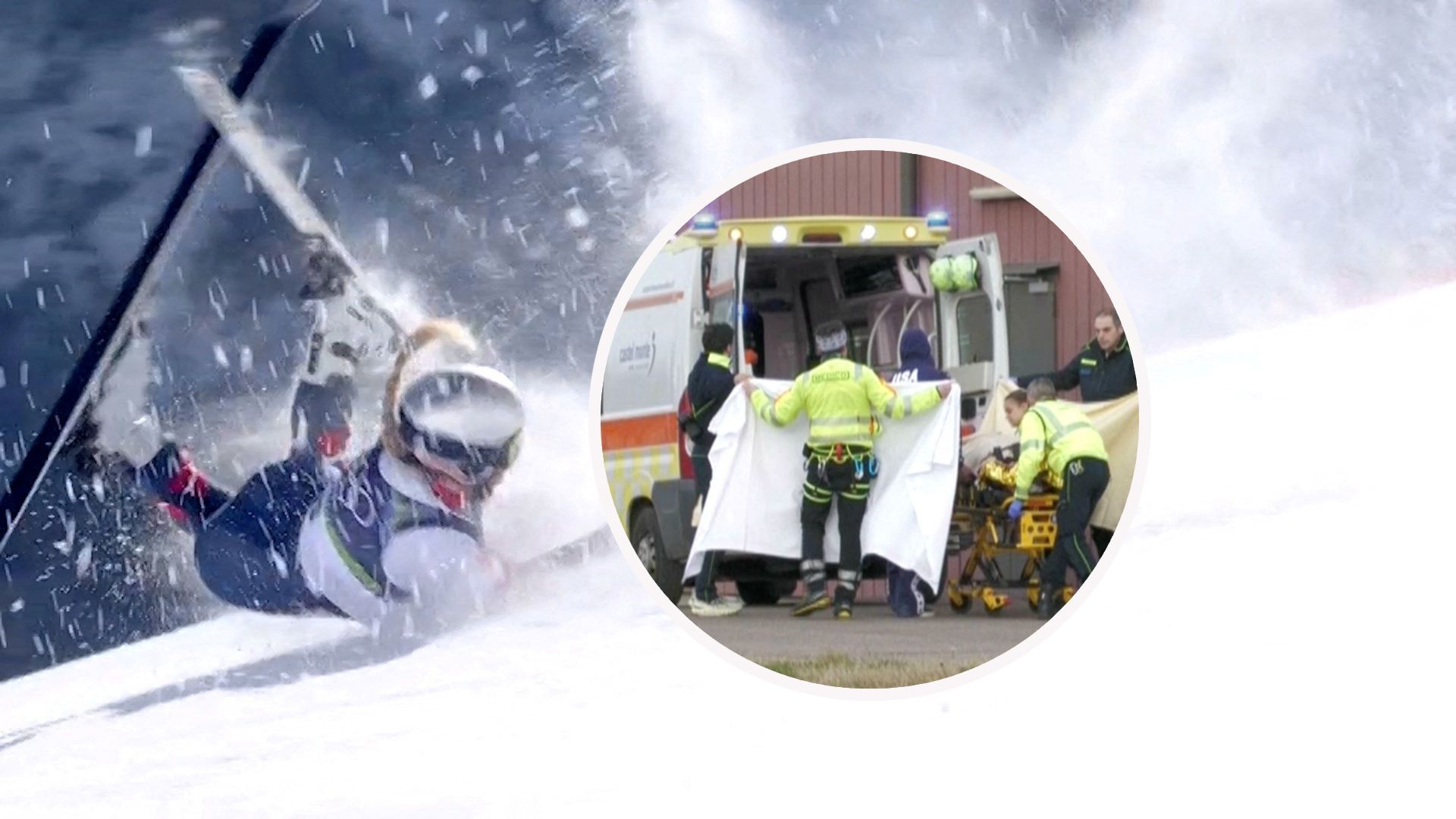 Lindsey Vonn wurde nach ihrem Abflug abgeschirmt.