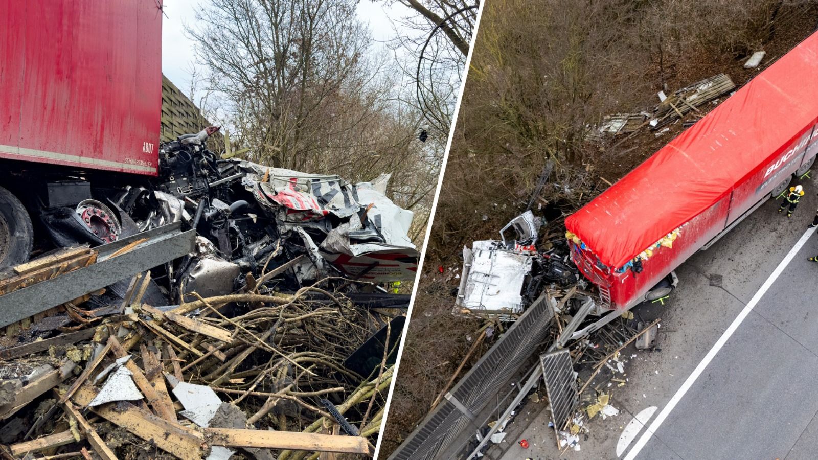 Das Führerhaus des Lkw durchbrach die Lärmschutzwand, der Lenker wurde schwer verletzt.
