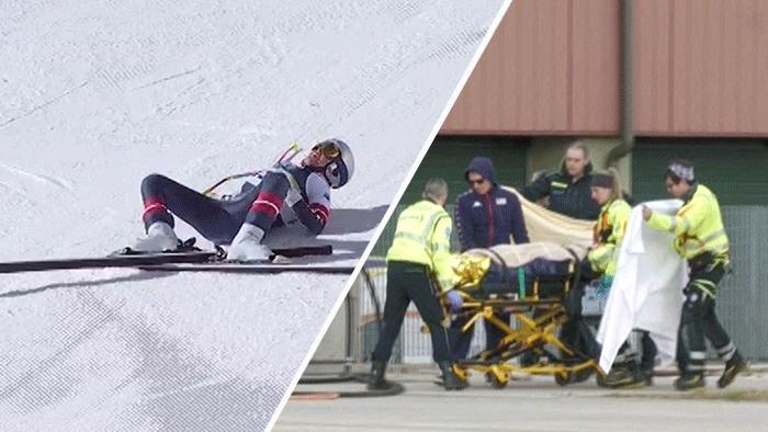 Der Horror-Sturz! Vonn bleibt auf der Piste liegen - und wird sofort ins Spital gebracht.