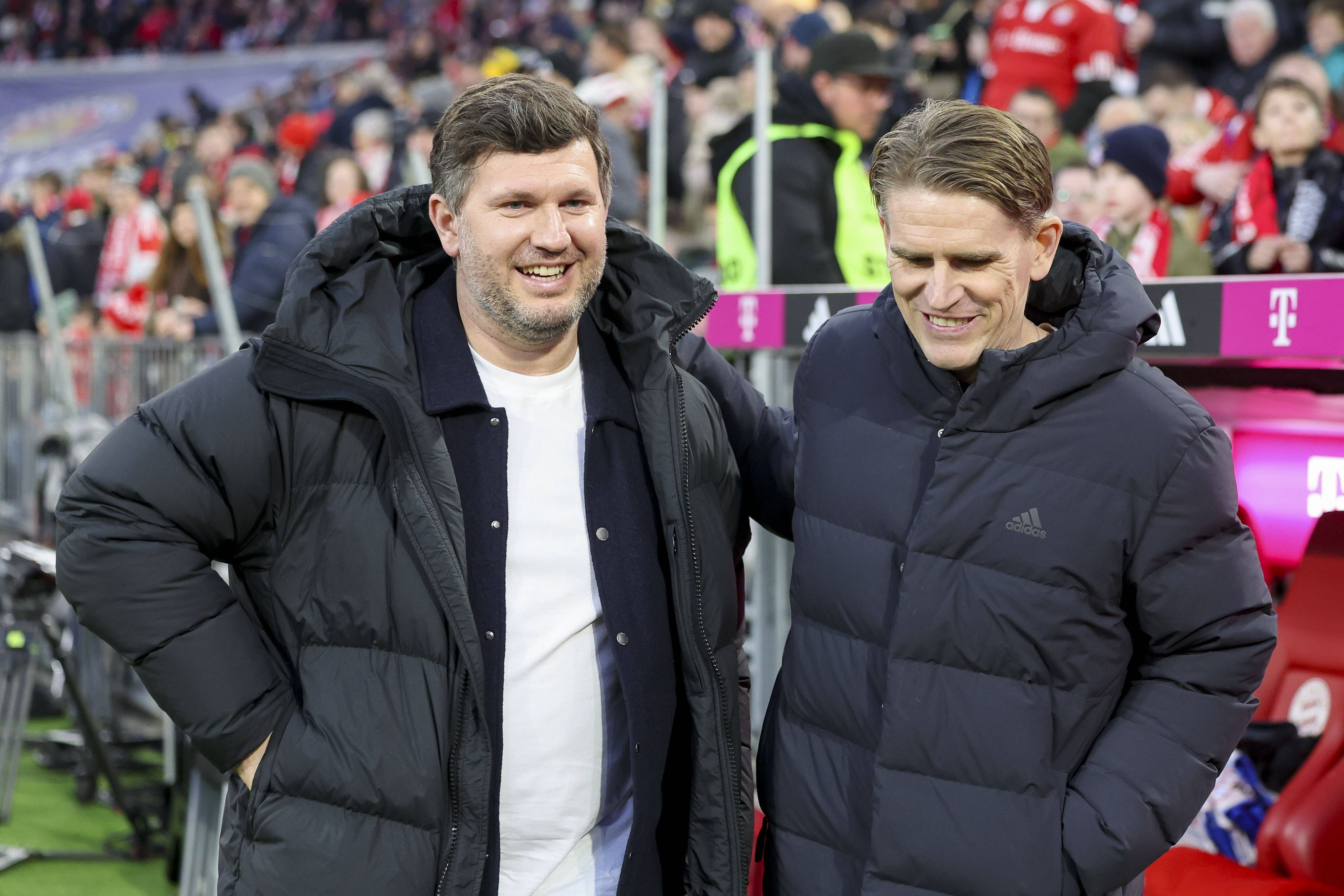 Andreas Schicker mit Christoph Freund von den Bayern.