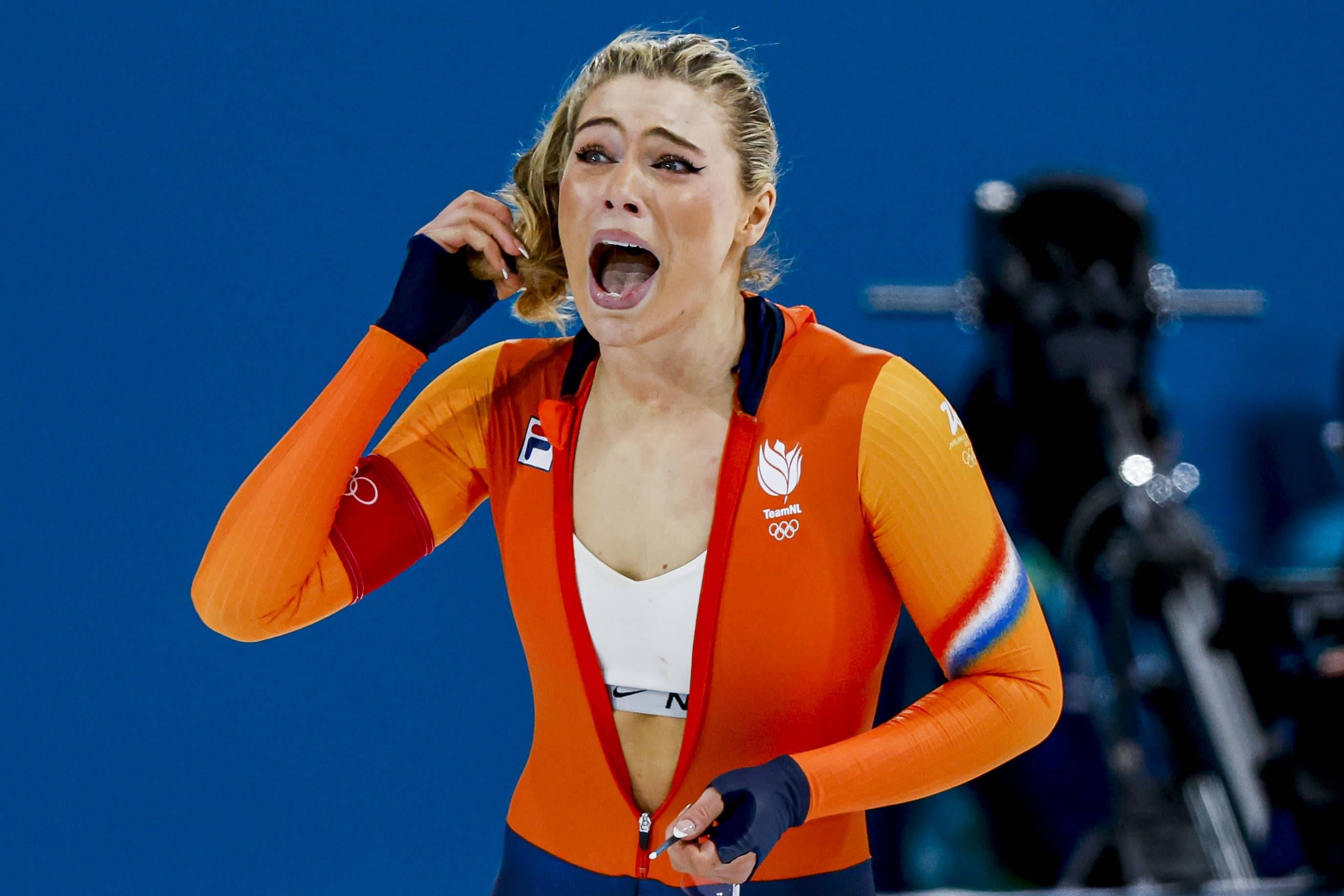 Olympiasiegerin Jutta Leerdam vergoss Freudentränen.