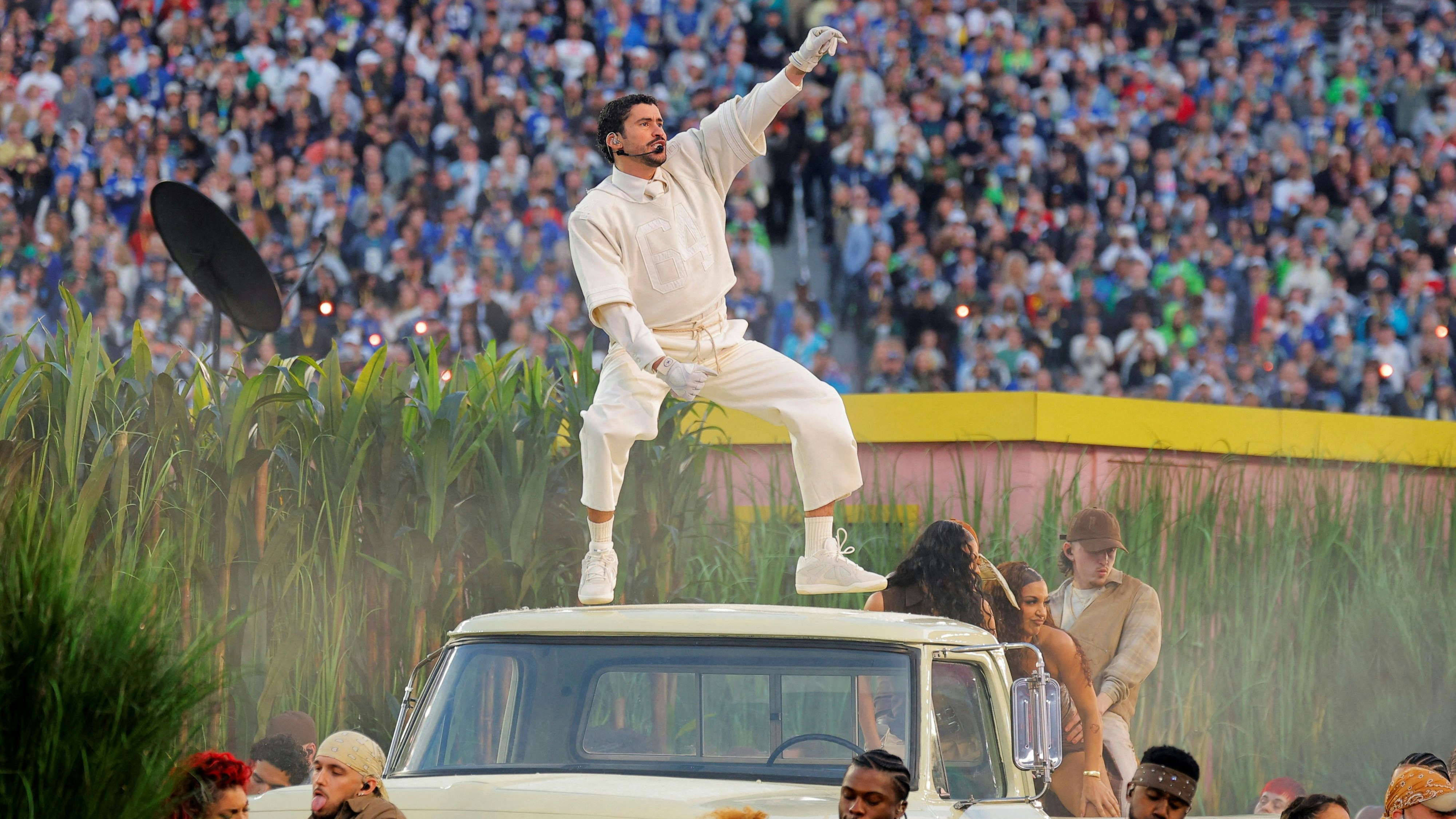 Super Bowl LX - Half-Time Show - New England Patriots v Seattle Seahawks - Levi's Stadium, Santa Clara, California, United States - February 8, 2026 Bad Bunny performs during the halftime show REUTERS/Mike Blake     TPX IMAGES OF THE DAY     