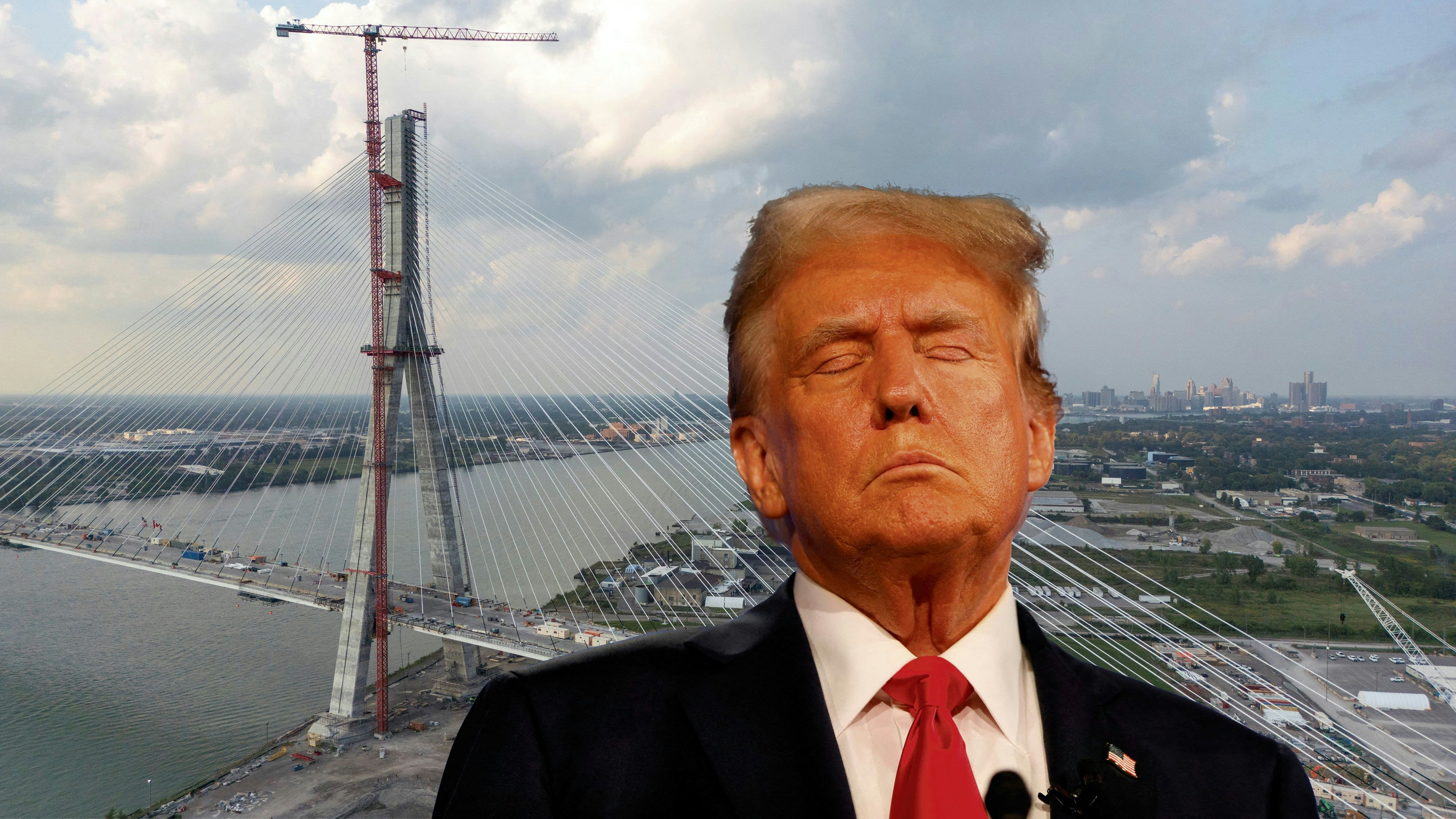 Trump droht Kanada, die Eröffnung einer neuen Brücke zu blockieren (im Bild: die fast fertiggestellte Gordie-Howe-Brücke zwischen Windsor, Ontario, und Detroit, Michigan)