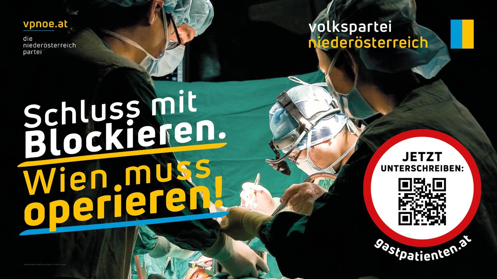 VPNÖ startet landesweite Kampagne: "Schluss mit blockieren. Wien muss operieren!"