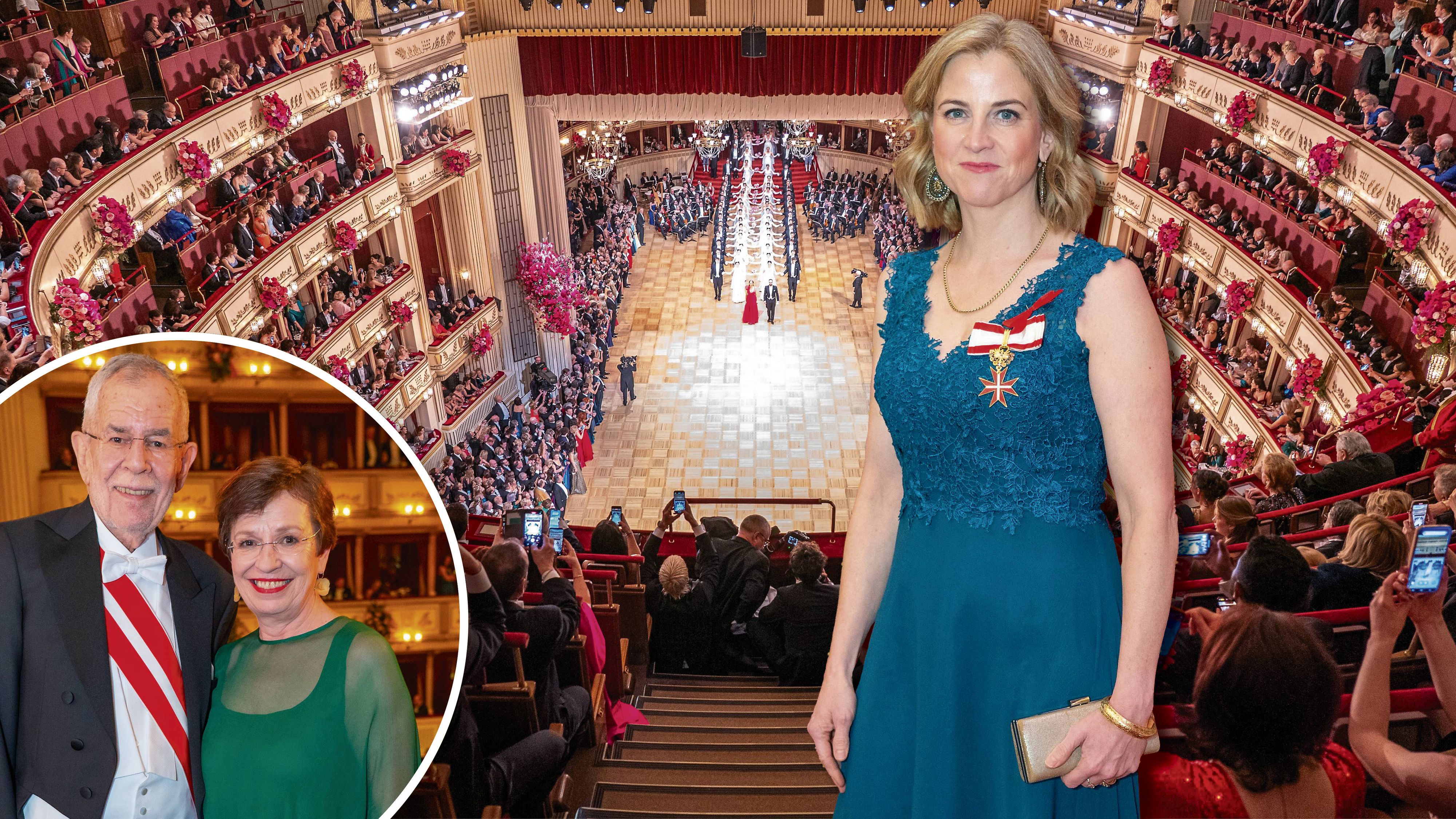 Beate Meinl-Reisinger ist erstmals in ihrer Funktion als Außenministerin am Opernball – und hat für ihre Gäste eine eigene Loge. Bundespräsident Van der Bellen und Doris Schmidauer haben heuer keinen offiziellen Ballgast.