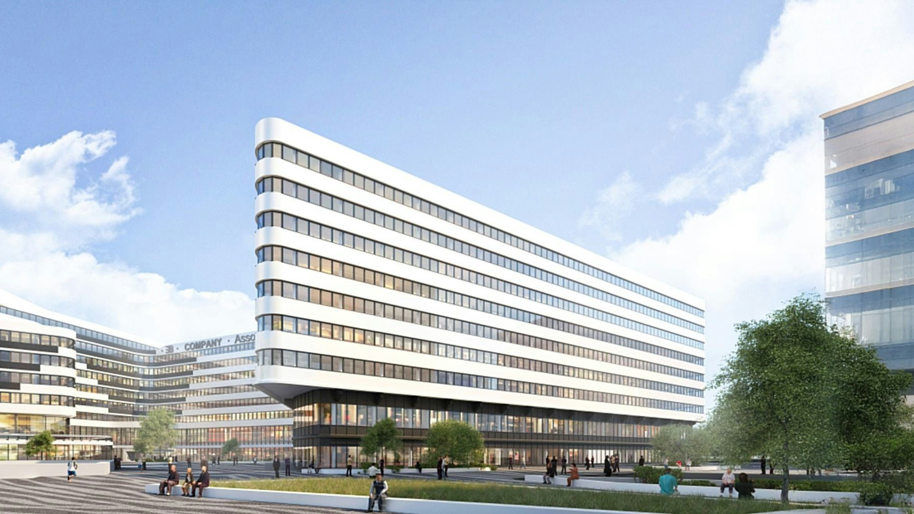 Rendering Office Park 4 Next: Ab 2028 bringt der Office Park 4 NEXT 17.000 m² neue Büro- und Conferencing-Fläche in die AirportCity.