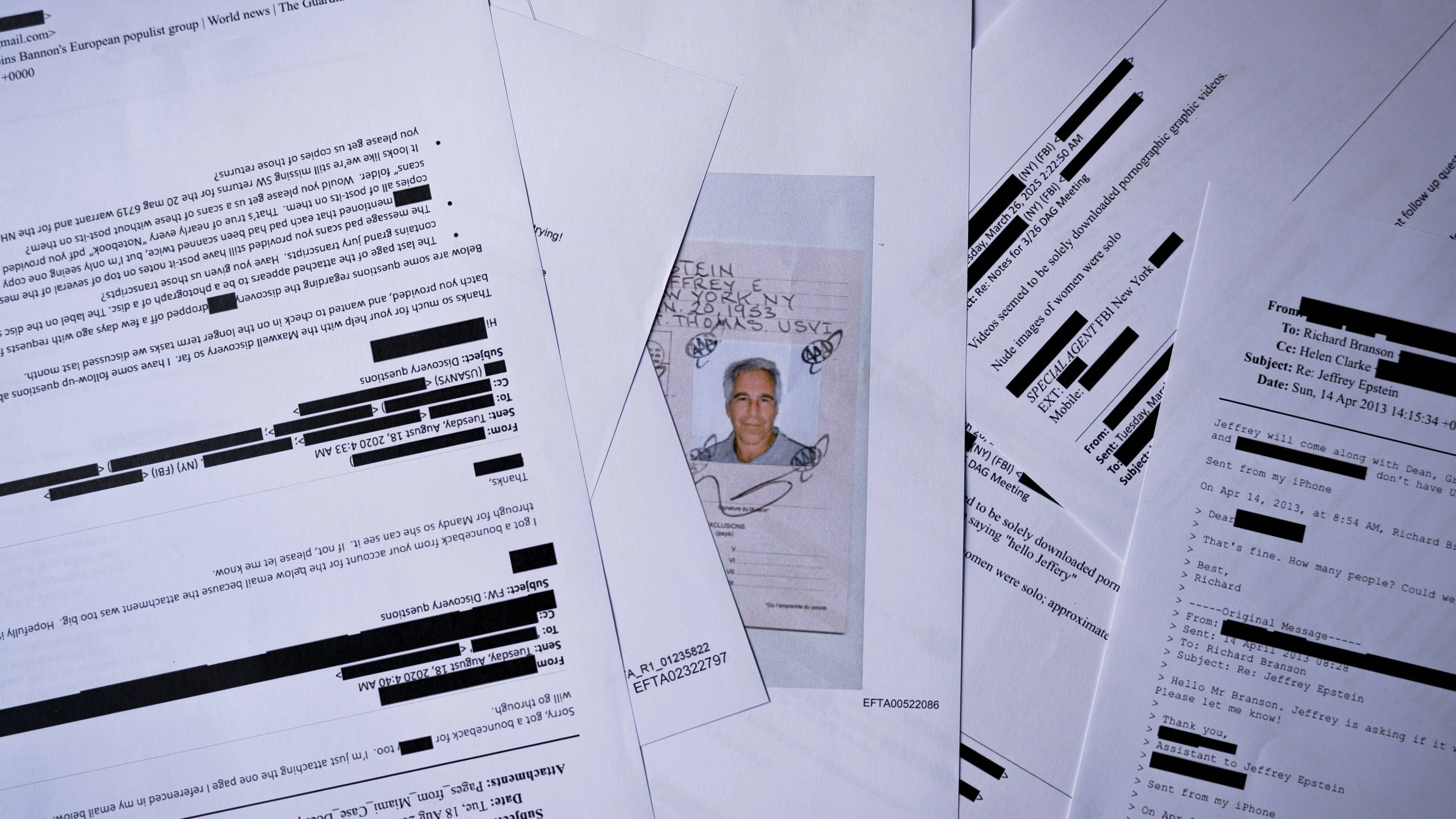 February 11, 2026, Barcelona, Spain: Documents included in the U.S. Department of Justice release of the Jeffrey Epstein files, showing redacted Jeffrey Epstein personal email correspondence, are seen photographed on a desk. Barcelona Spain - ZUMAs197 20260211_aaa_s197_058 Copyright: xDavidexBonaldox