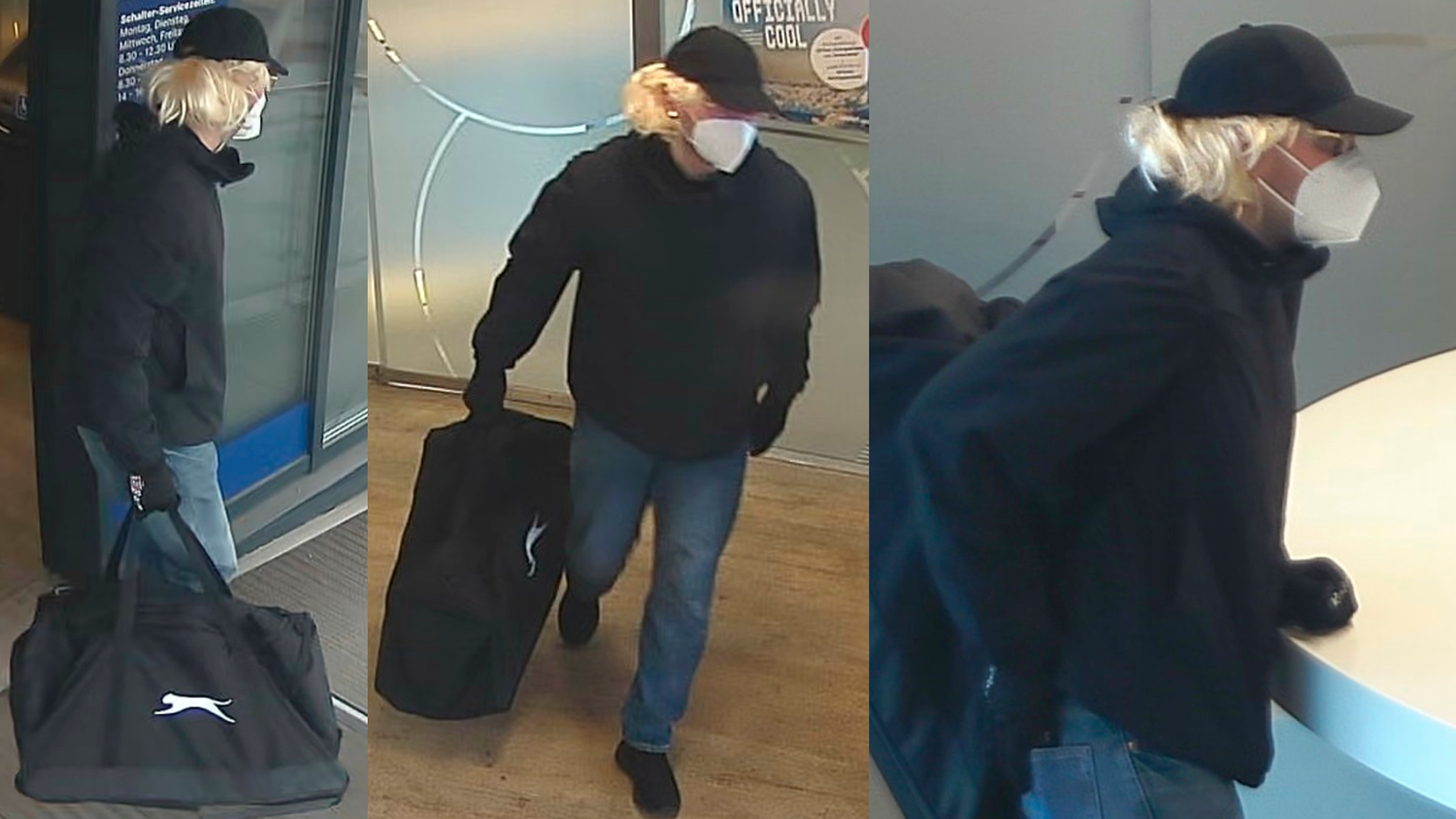 Die Polizei fahndet nach diesem Bankräuber. 