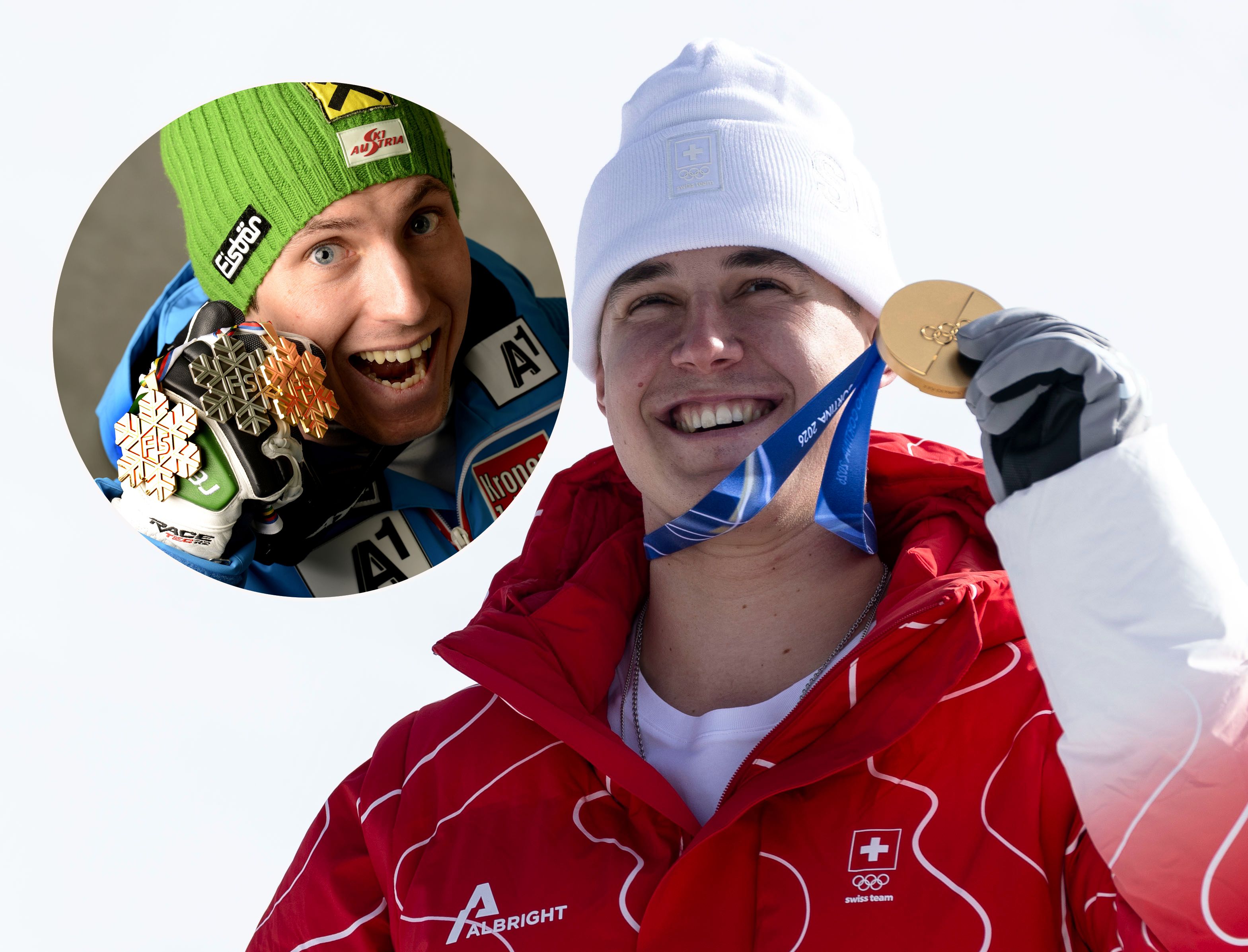 Franjo von Allmen (r.) kann Gold versilbern – wie einst Marcel Hirscher.