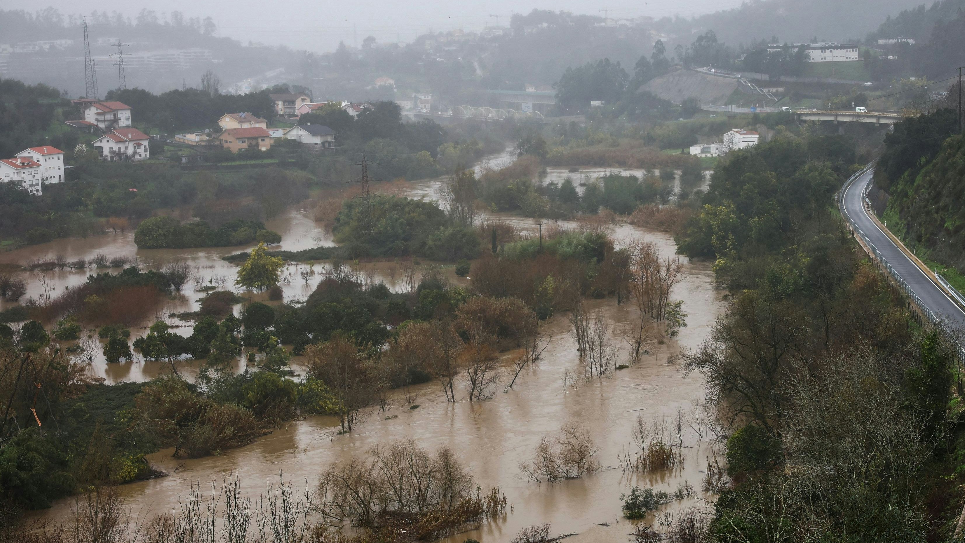 A flooded area in Ceira, Coimbra, Portugal, February 11, 2026. REUTERS/Pedro Nunes