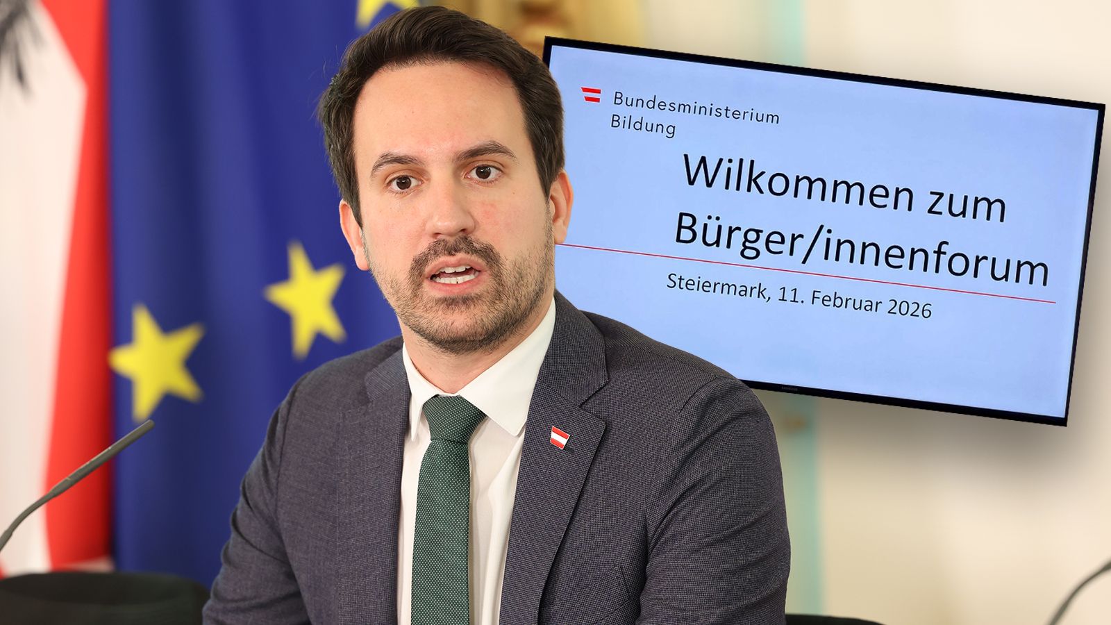 Bildungsminister Christoph Wiederkehr (Neos) war persönlich in Graz anwesend.