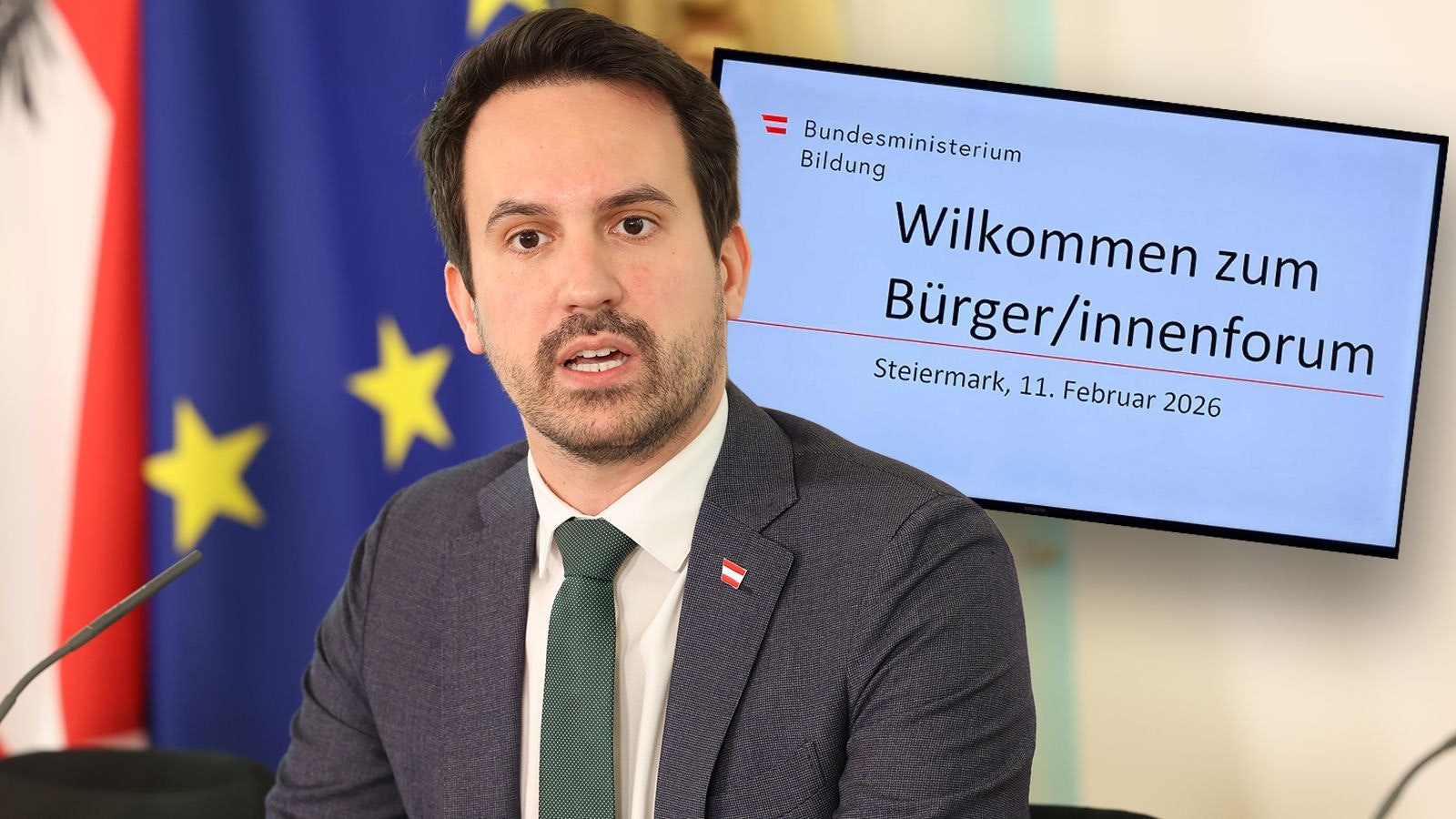 Bildungsminister Christoph Wiederkehr (Neos) war persönlich in Graz anwesend.
