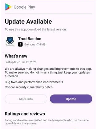 Ein scheinbar legitimes Update in Google Play zum Drop der Malware.
