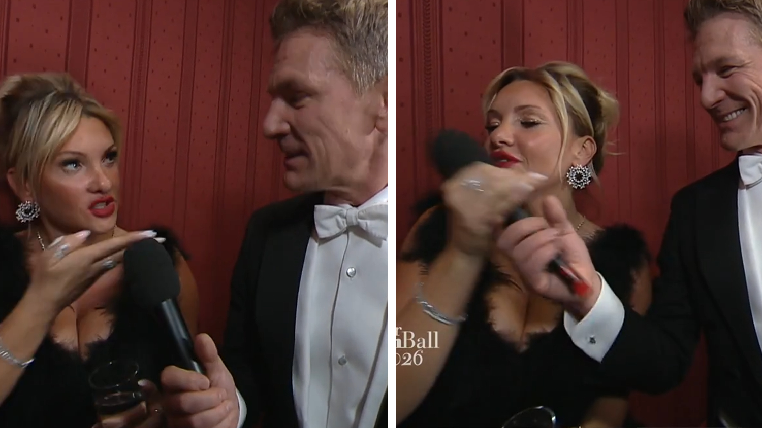 Evelyn Burdecki reißt Knoll das Mikro aus der Hand, um ihre Gesangskünste zu präsentieren.