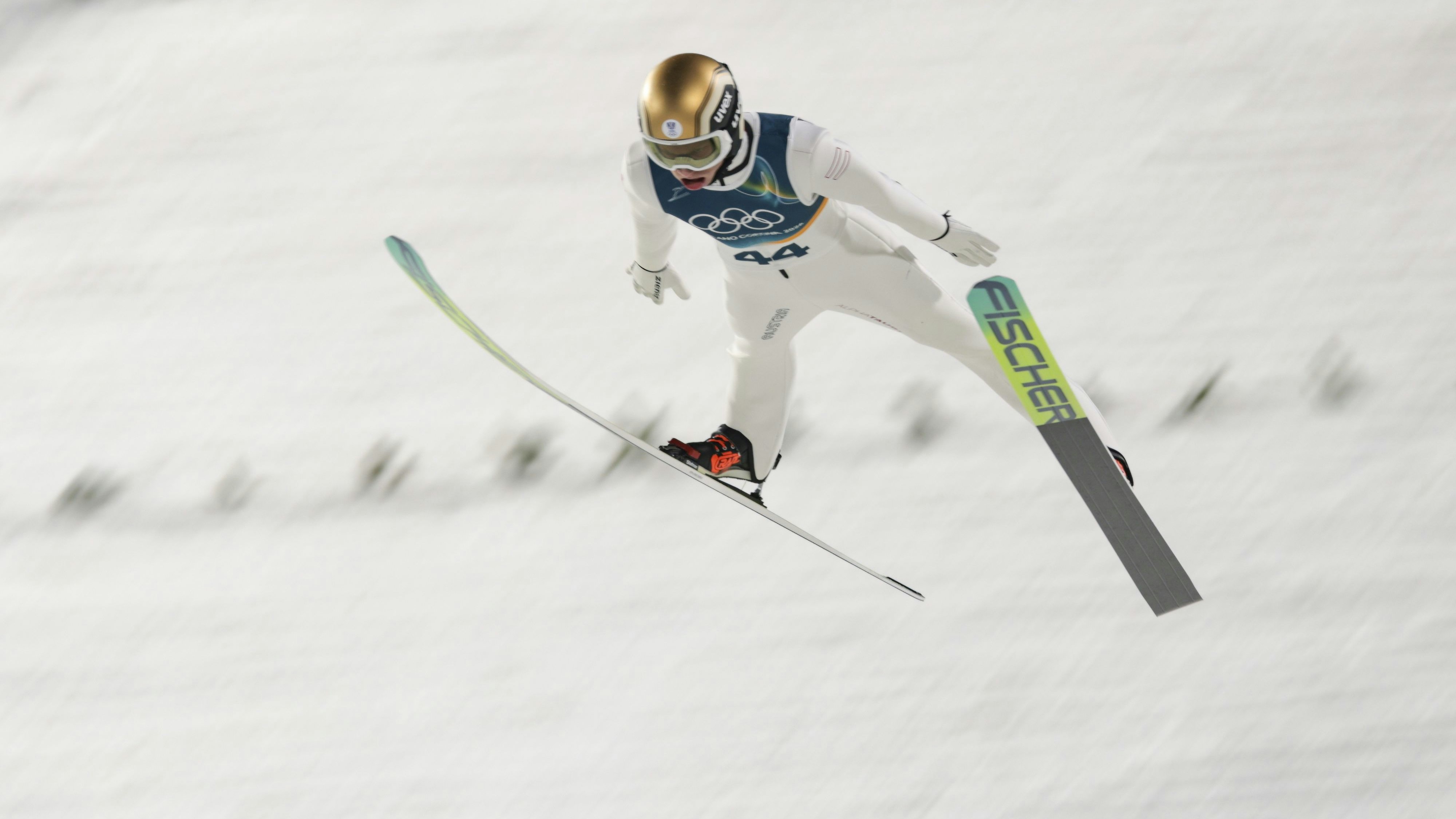 Österreichs Top-Springer Jan Hörl auf der Olympia-Großschanze. 