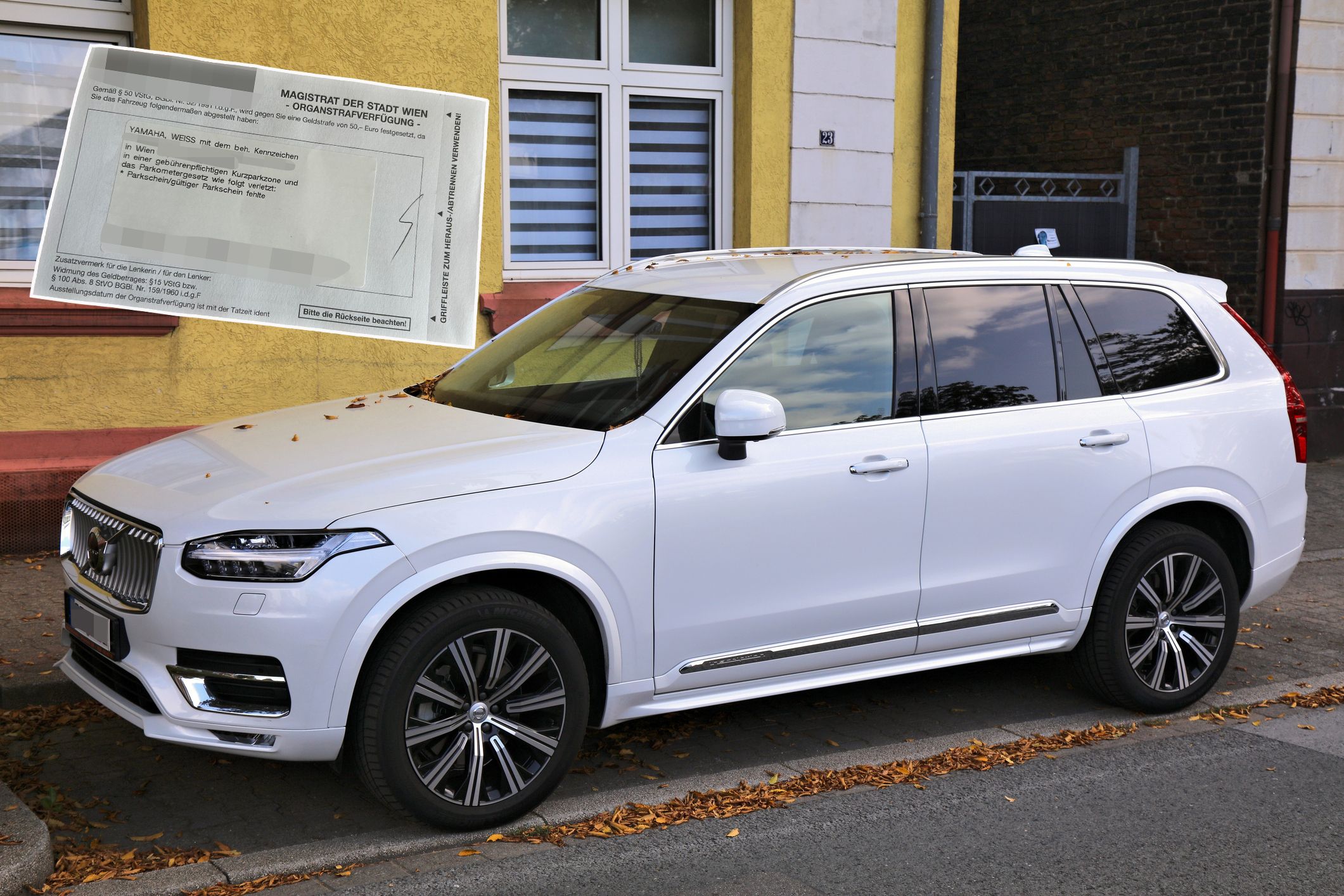 Volvo wurde mit Yamaha-Motorrad verwechselt, die Strafe gilt trotzdem.