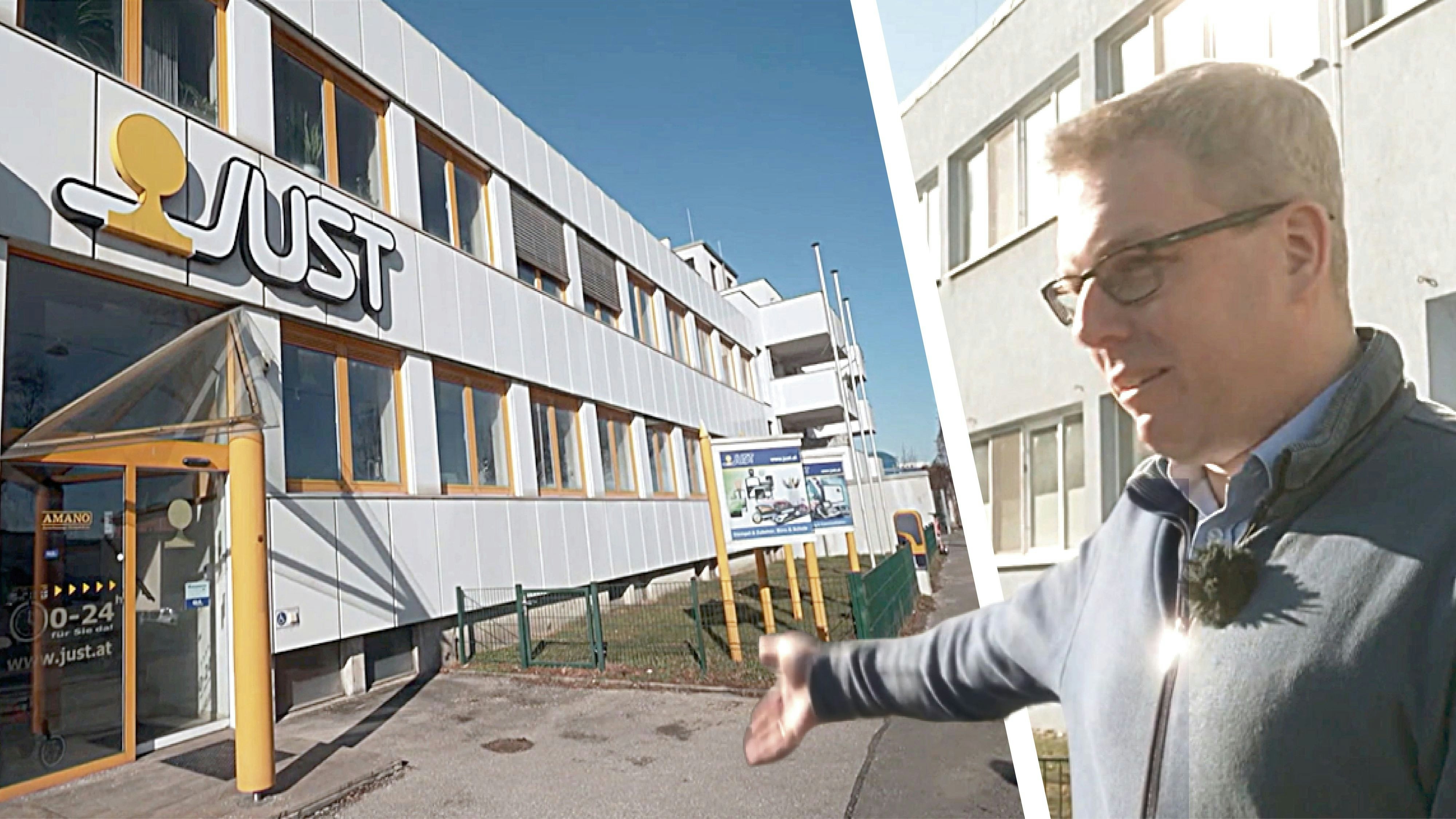 Geschäftsführer Stefan Just klagt in der ORF-Sendung "Bürgeranwalt" über das aus der Ladezone vor seiner Firma in Wien-Floridsdorf.