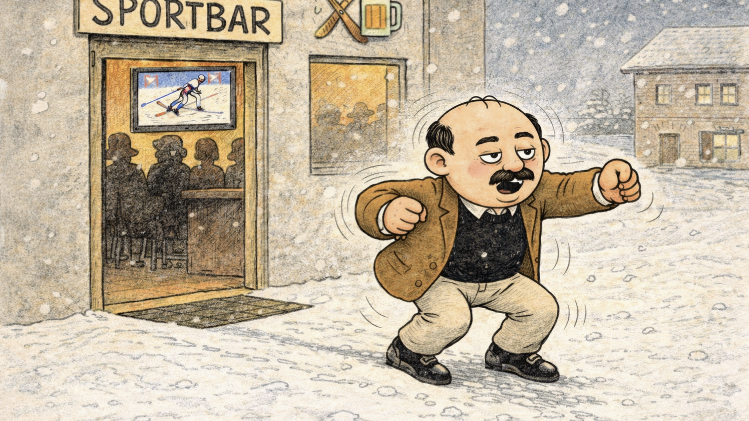 Was ist nur mit Herlicek los? Hält er sich – nach zuviel Weingenuss – für ein olympisches Slalom-Ass?