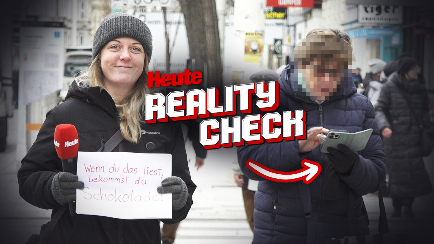 Heute.at - Gratis-Schoko: Doch fast niemand schaut vom Handy auf!