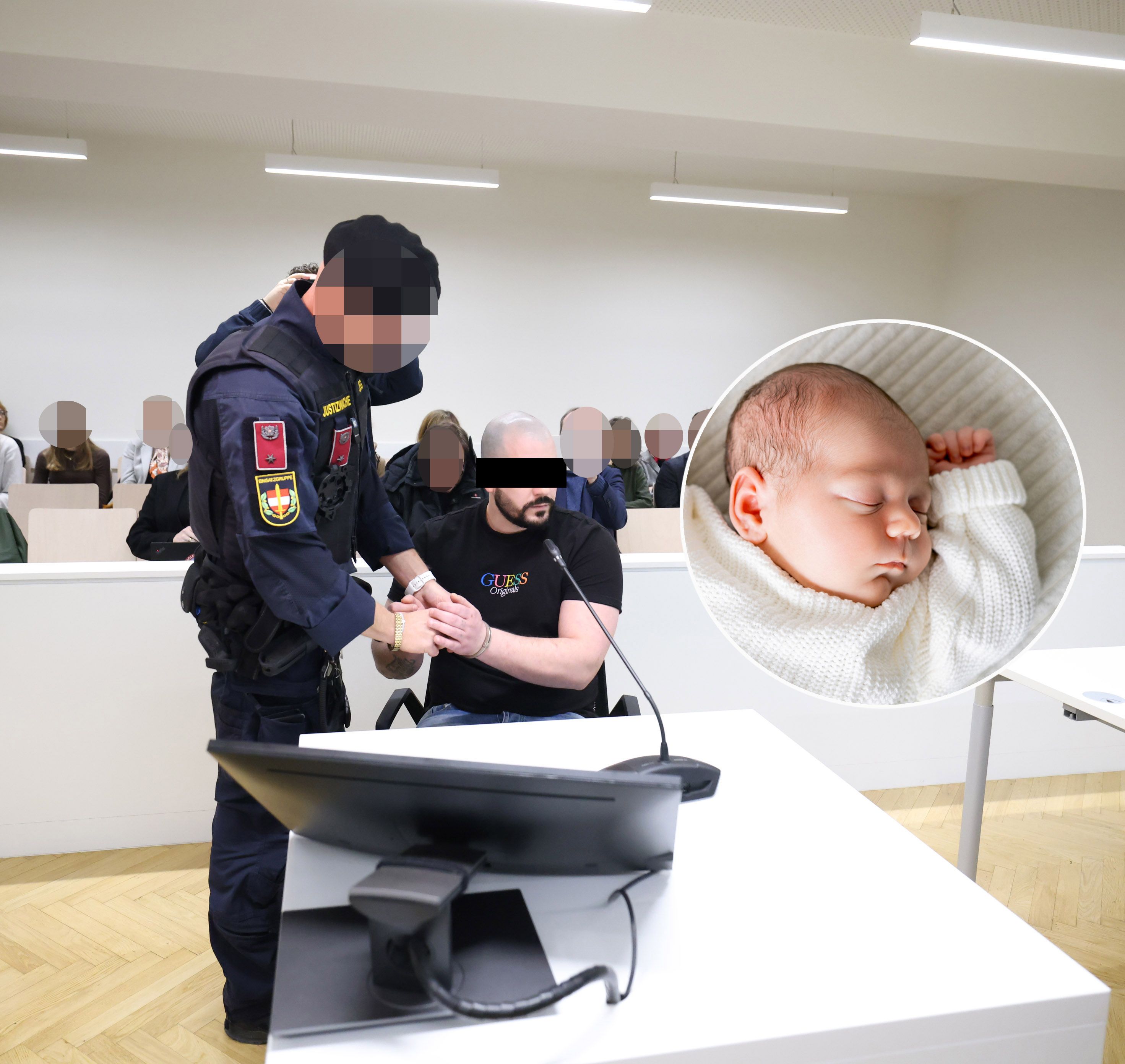 Der Angeklagte vor Gericht – er soll seine Tochter mehrmals geschüttelt haben.