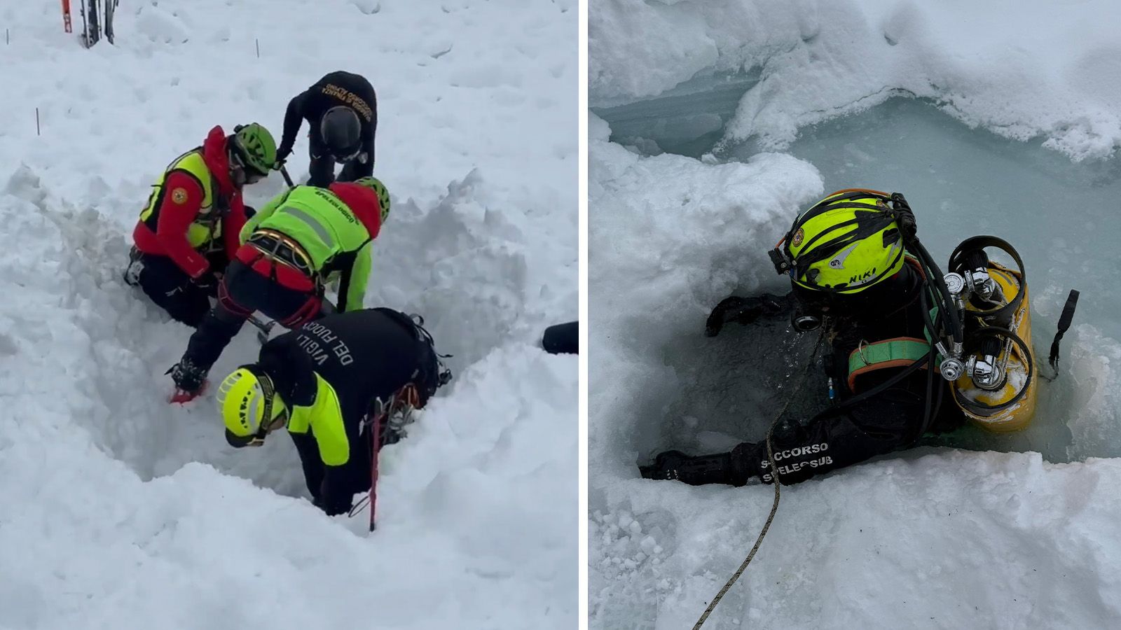 In Norditalien wurde eine Gruppe auf Schneemobilen von einer Lawine erfasst. Drei Personen wurden wohlauf geborgen, nach einem Mann wird weiterhin intensiv gesucht.