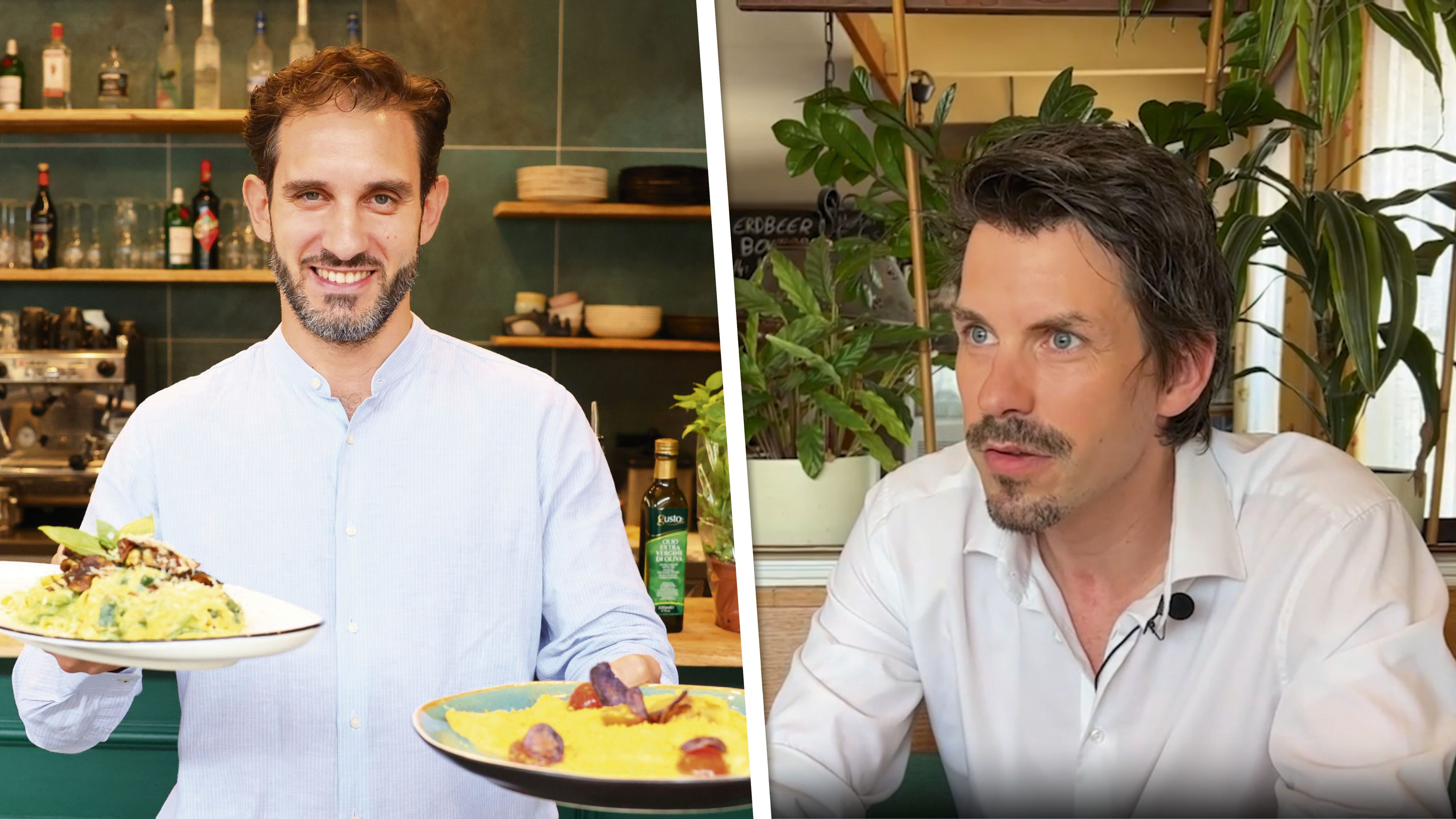 Betreiber Gaetano Brancato (l.) merkt, dass immer mehr Speisen geteilt werden – Kostengründe vermutet er nicht. Thomas Peschta hingegen sagt: 