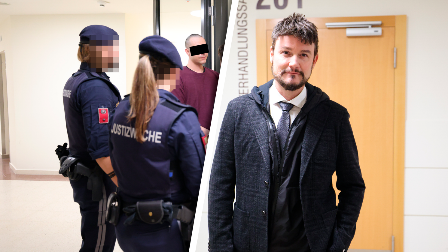 Der 34-Jährige vor Gericht, sein Anwalt Raimund Schüller konnte eine längere Haftstrafe verhindern.