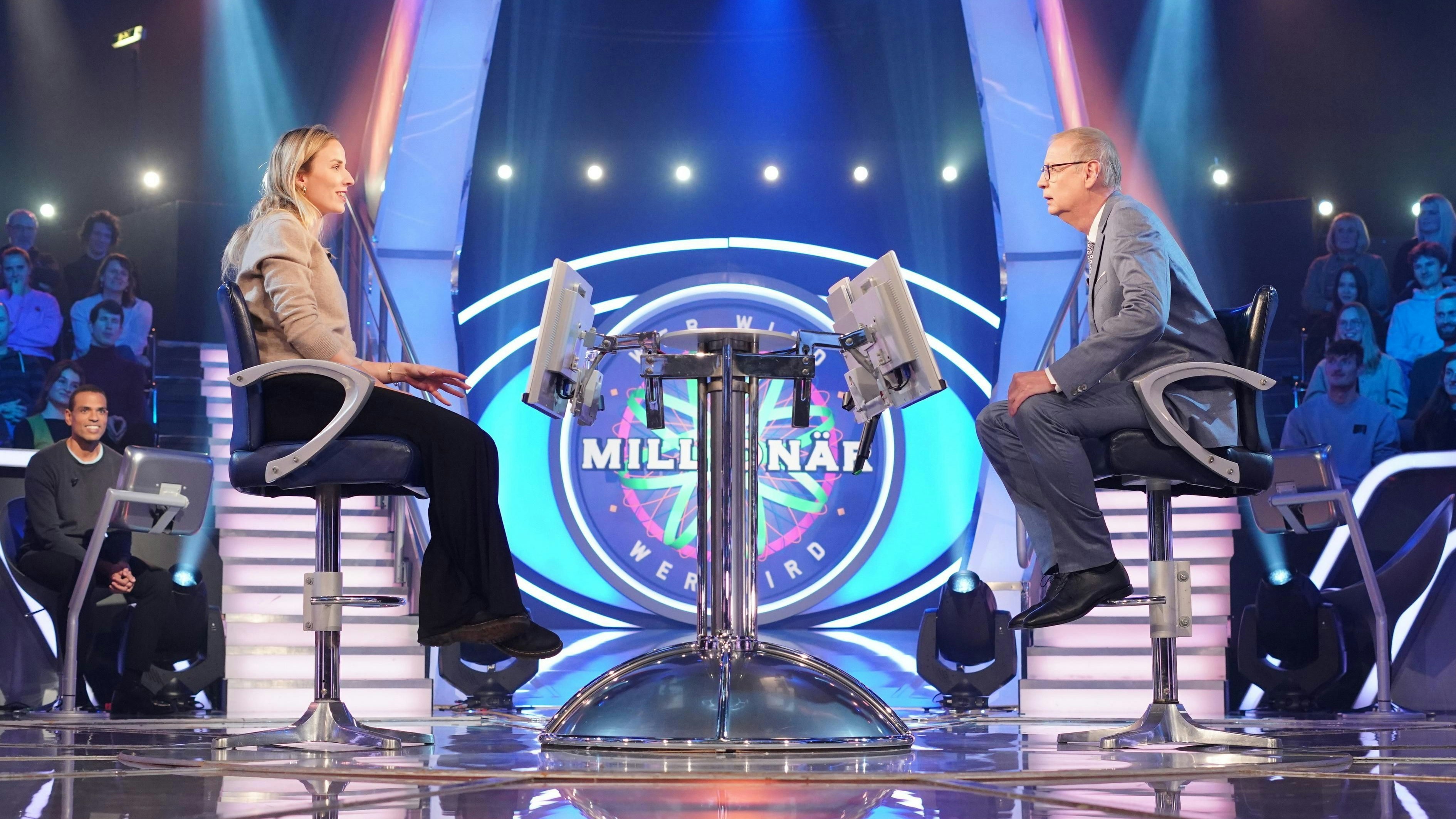 Michelle Janiak und Günther Jauch.  +++ Die Verwendung des sendungsbezogenen Materials ist nur mit dem Hinweis und Verlinkung auf RTL+ gestattet. +++