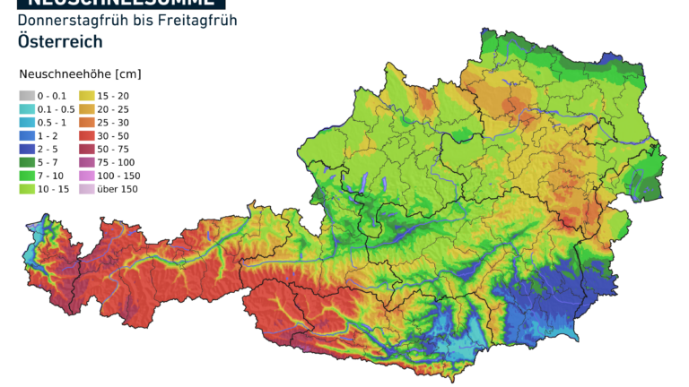 Berechnete Neuschneemengen mit dem Italientief.