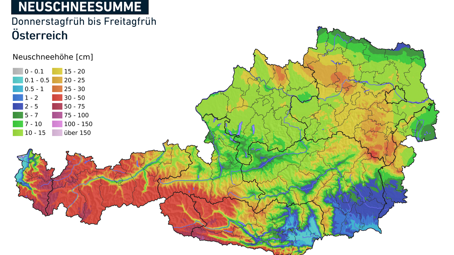 Schnee-Prognose für Österreich
