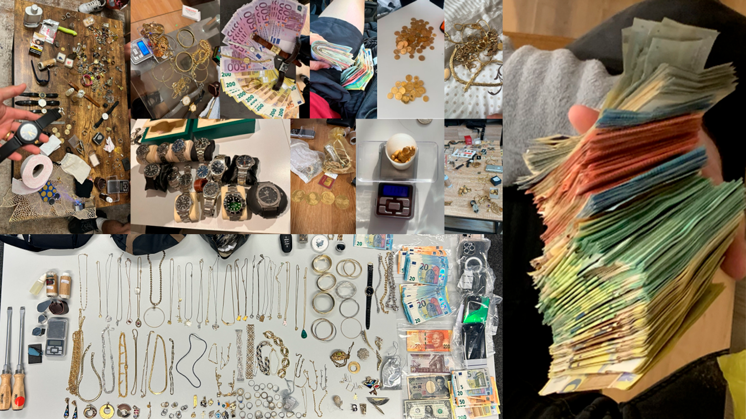 Das sichergestellte Diebesgut der Einbrecherbande. 