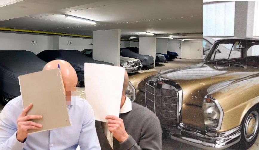 Francesco M. (30) und Dejan M. (47) besitzen einen beeindruckenden Fuhrpark (Hintergrund) – offenbar völlig legal. Nun sollen die mutmaßlichen Millionäre sie noch mehr Geld zurückbekommen.