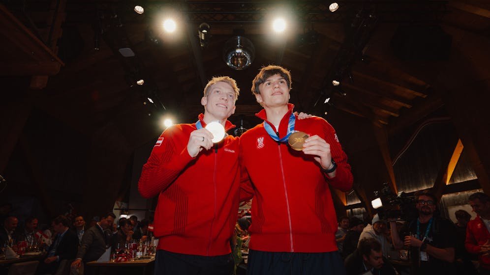 Stephan Embacher und Jan Hörl holten Olympia-Gold im Super-Teambewerb.