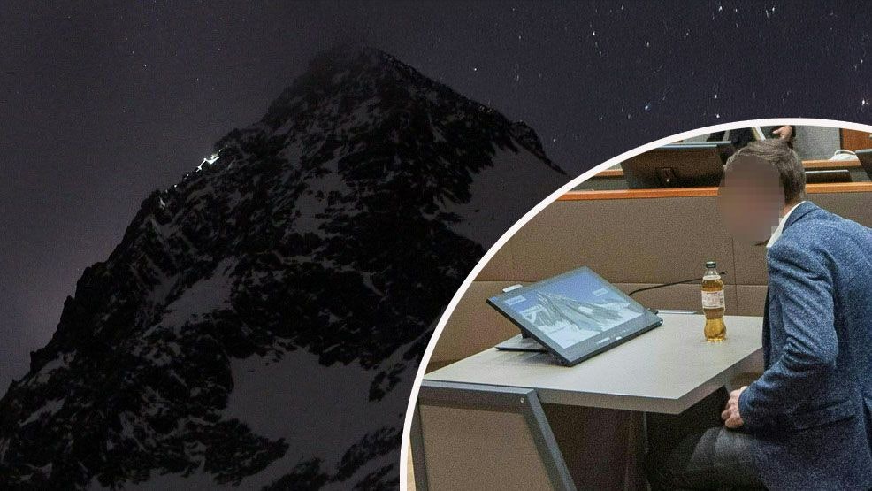 Großglockner bei Nacht – rechts das Landesgericht Innsbruck, wo der Prozess um den Erfrierungstod einer 33-Jährigen verhandelt wird.