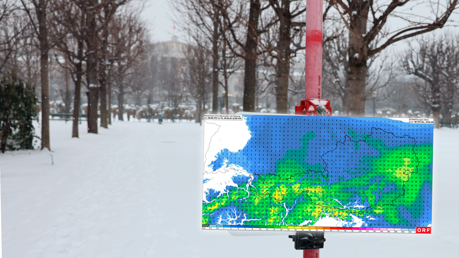 Heute.at - Neue Karte: So viel Schnee kommt wirklich nach Wien