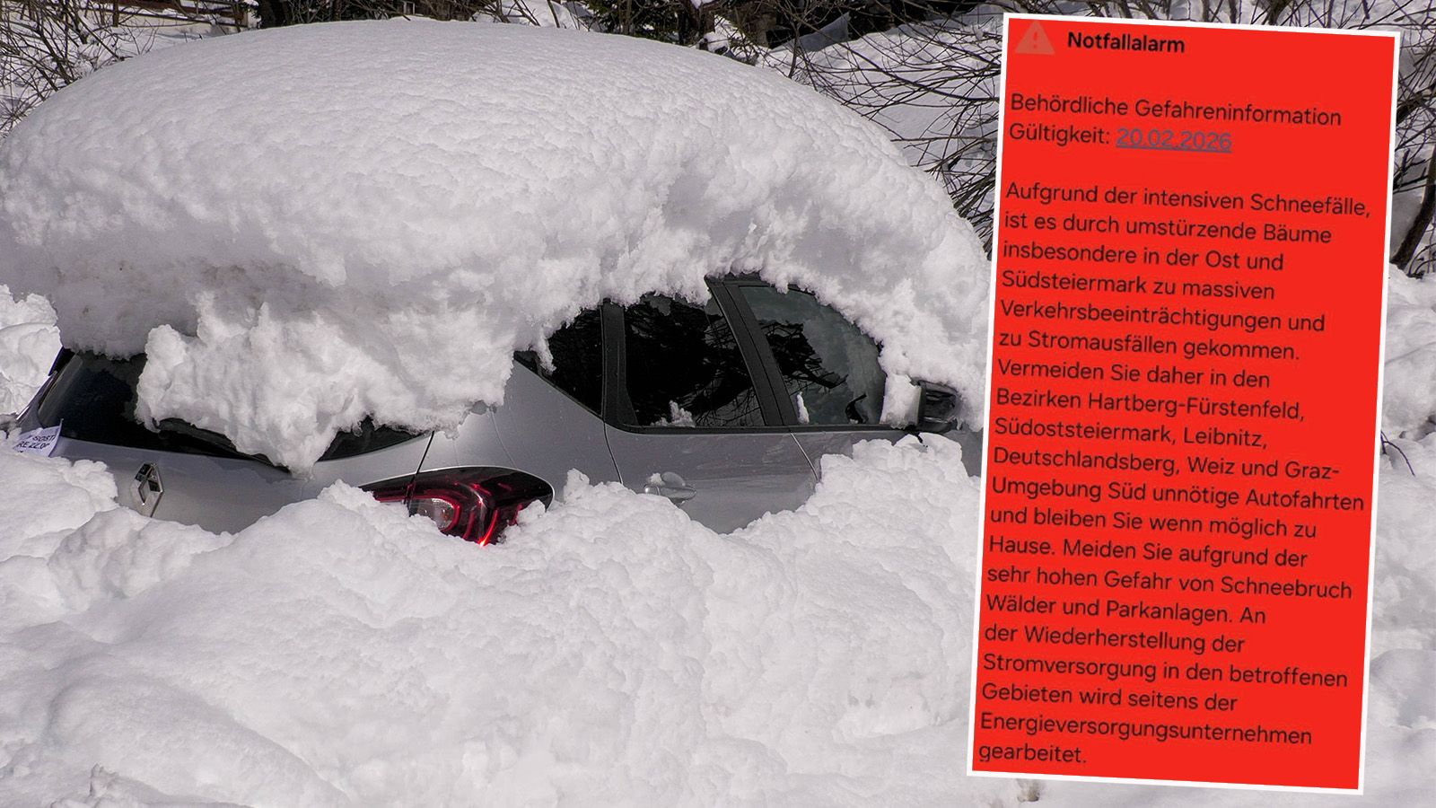 Schnee-Chaos am Freitag in Österreich