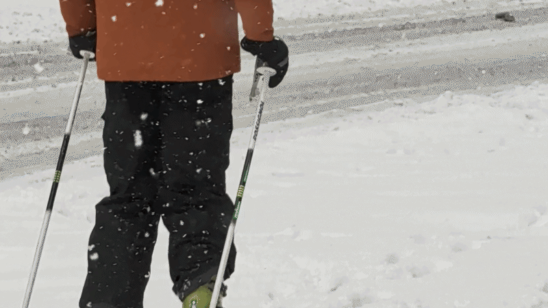 Dieser Skifahrer trotzt dem Wiener Schnee-Chaos.