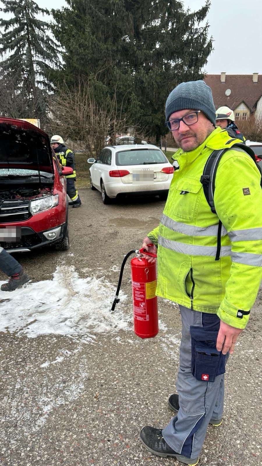 Andreas Gröbner konnte den Pkw-Brand rasch löschen.