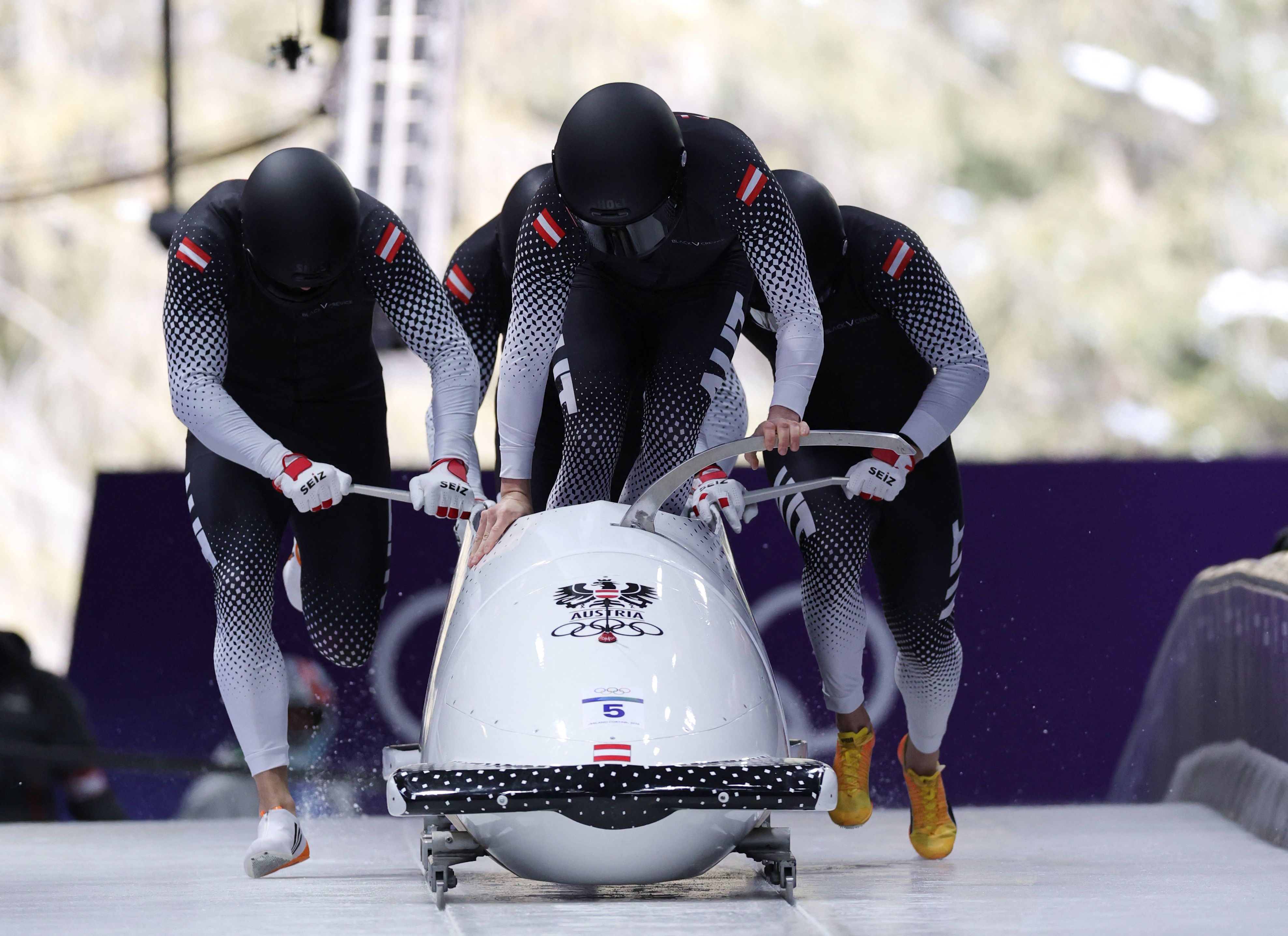 Österreichs Vierer-Bob mit Pilot Markus Treichl. 