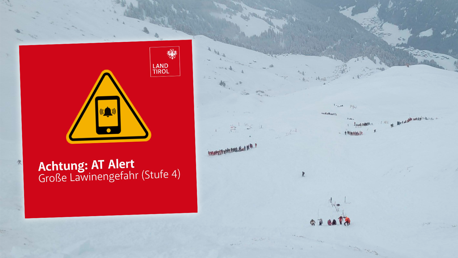 Die Bergrettung See bei einem Lawinen-Einsatz. Es gilt die zweithöchste Warnstufe.