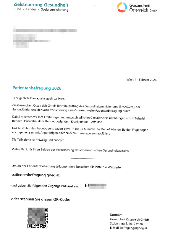 Dieser Brief der Gesundheit Österreich GmbH flattert derzeit vielen Österreichern ins Haus, die kürzlich in Spitalsbehandlung gewesen sind.