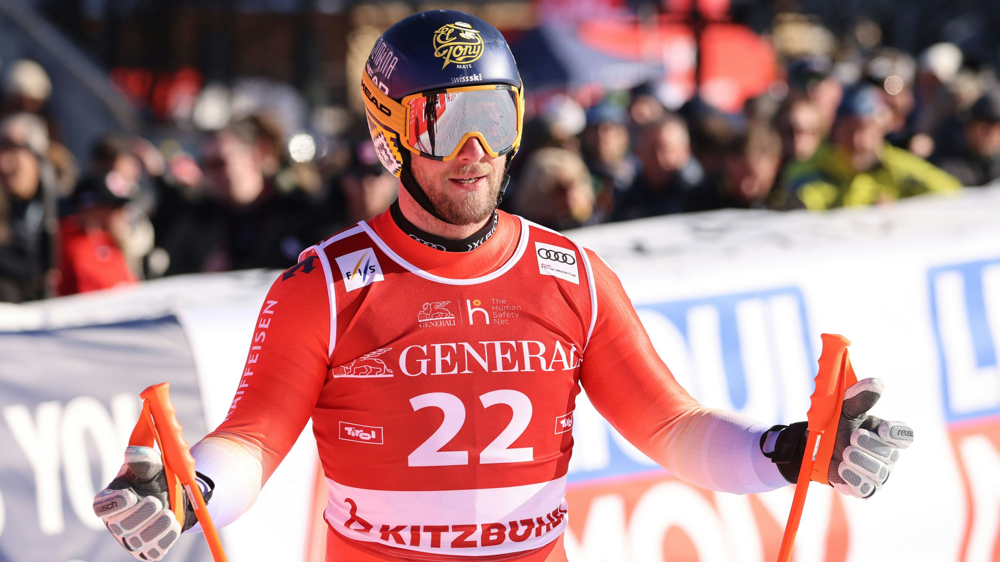 KITZBUEHEL,AUSTRIA,23.JAN.26 - ALPINE SKIING - FIS World Cup, Hahnenkamm-race, Super G, men. Image shows Justin Murisier (SUI). Photo: GEPA pictures/ Mathias Mandl