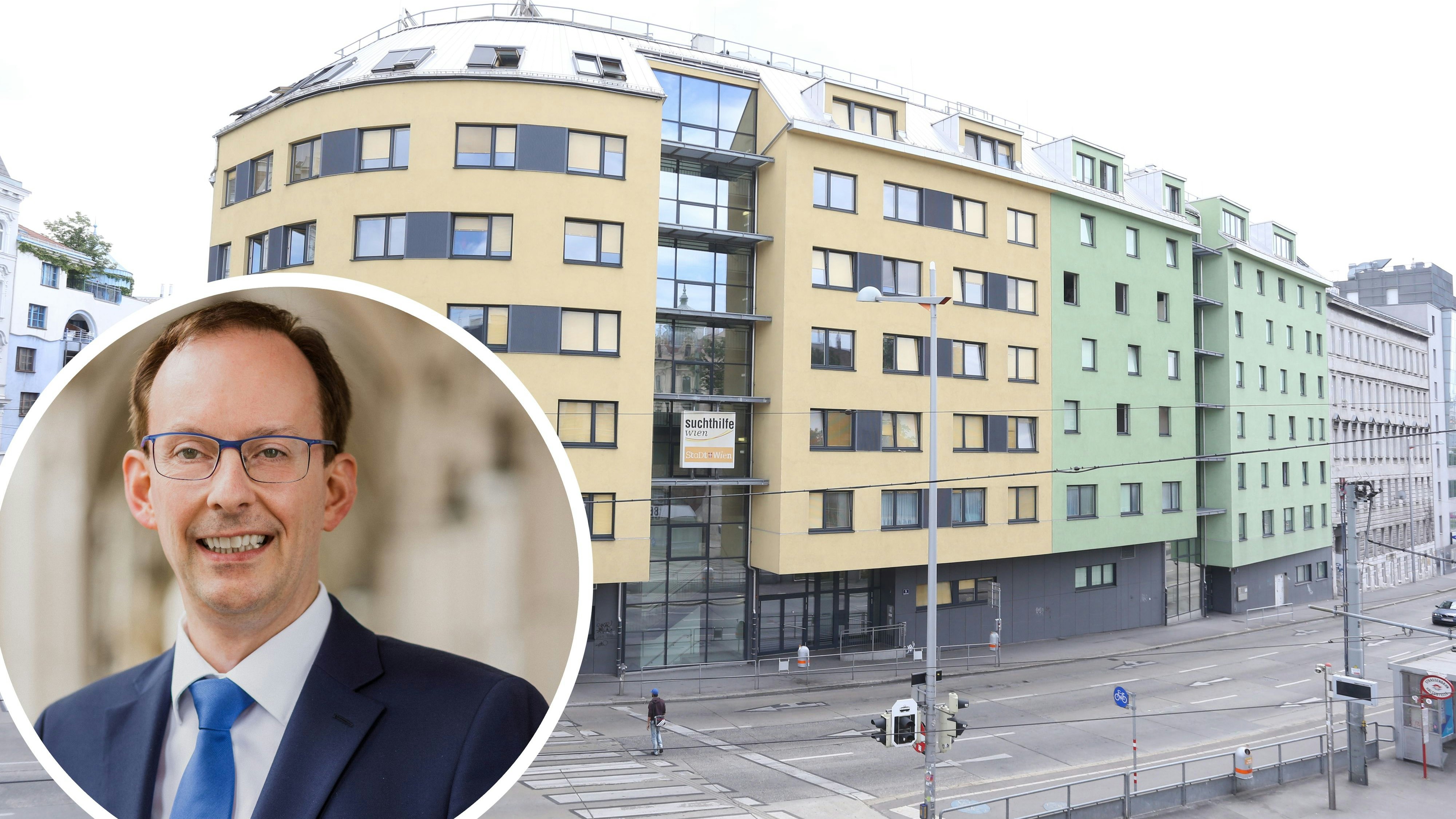 20180708 / leo kohlbauer fpö vor drogenhilfe jedmayer haus am gumpendorfergürtel / foto: denise auer / tageszeitung heute