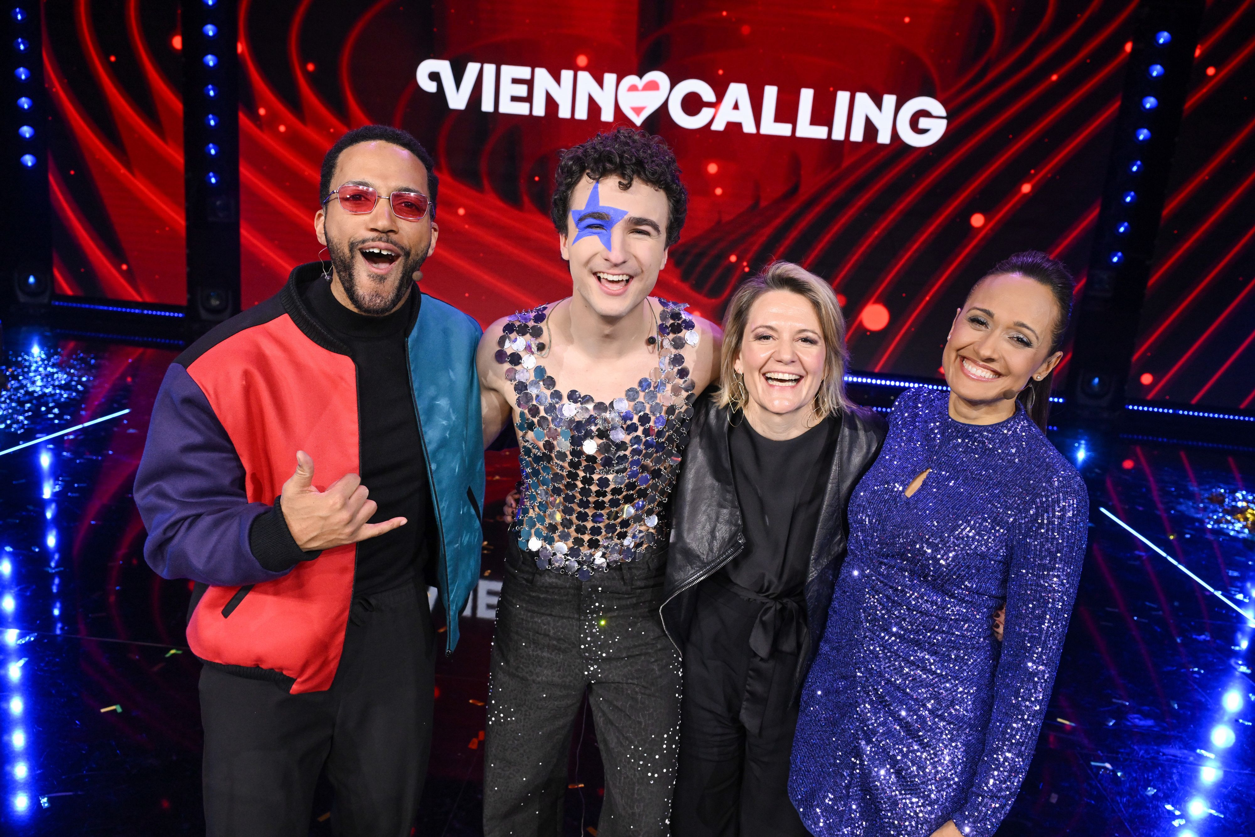 Cesár Sampson, Cosmó (Benjamin Gedeon), ORF-Programmdirektorin Stefanie Groiss-Horowitz, Alice Tumler.