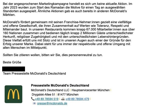 Die Pressestelle von McDonalds Germany stellte auf "Heute"-Anfrage vom 26. Februar 2026 klar, dass es sich bei den gezeigten Bildern um eine Kampagne aus dem Jahr 2023 handelt.
