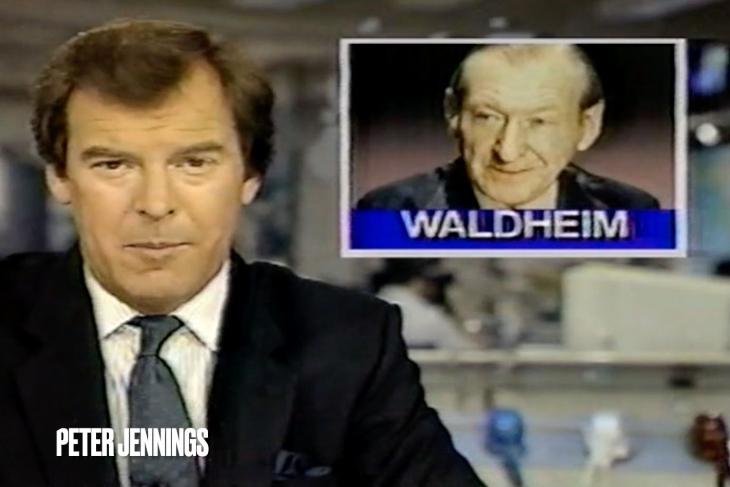 Peter Jennings (ABC News) moderiert einen Beitrag über die Wahl von Kurt Waldheim ein