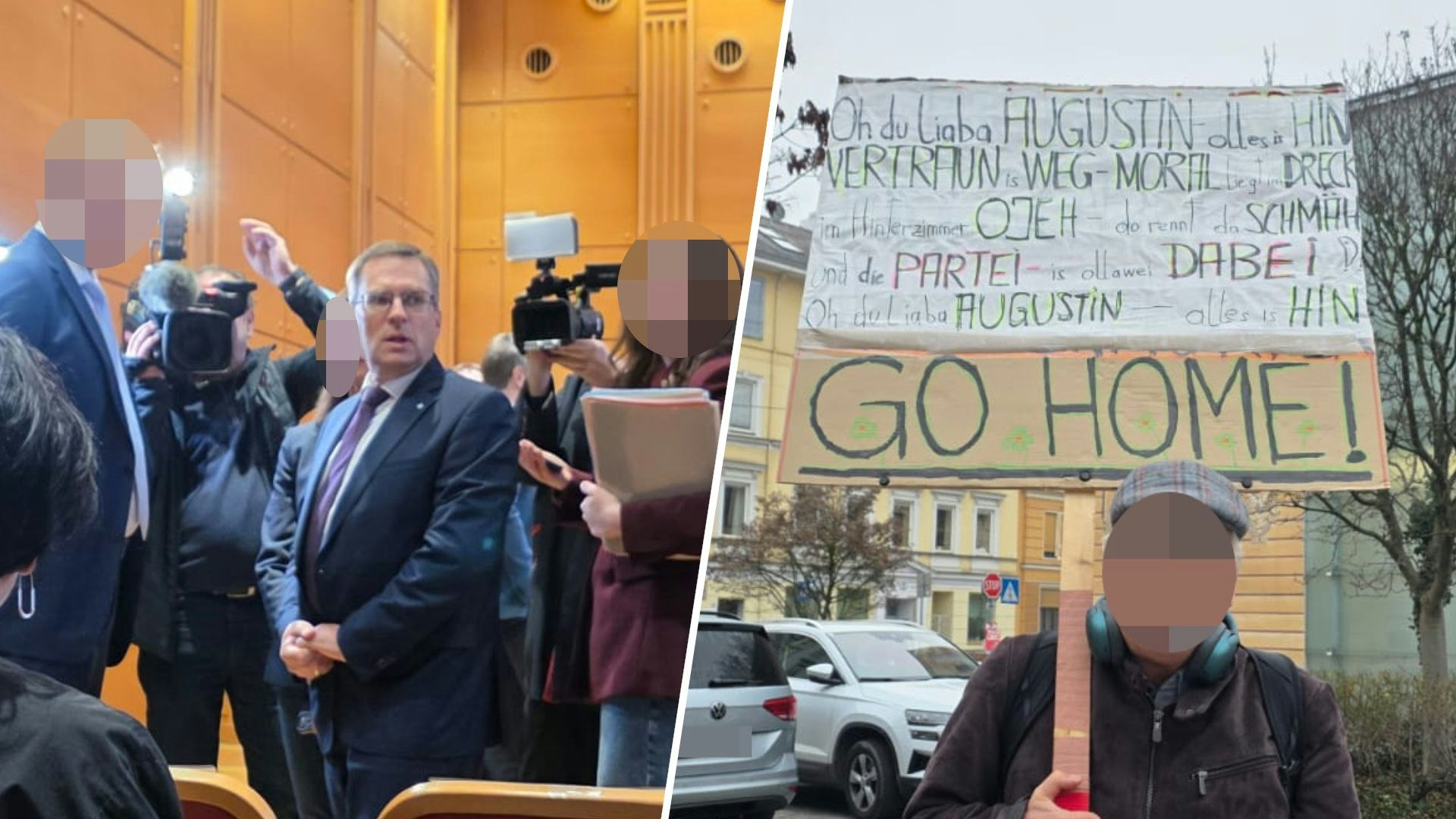 Heute.at - Do rennt da Schmäh – Demonstrant bei Wöginger-Prozess