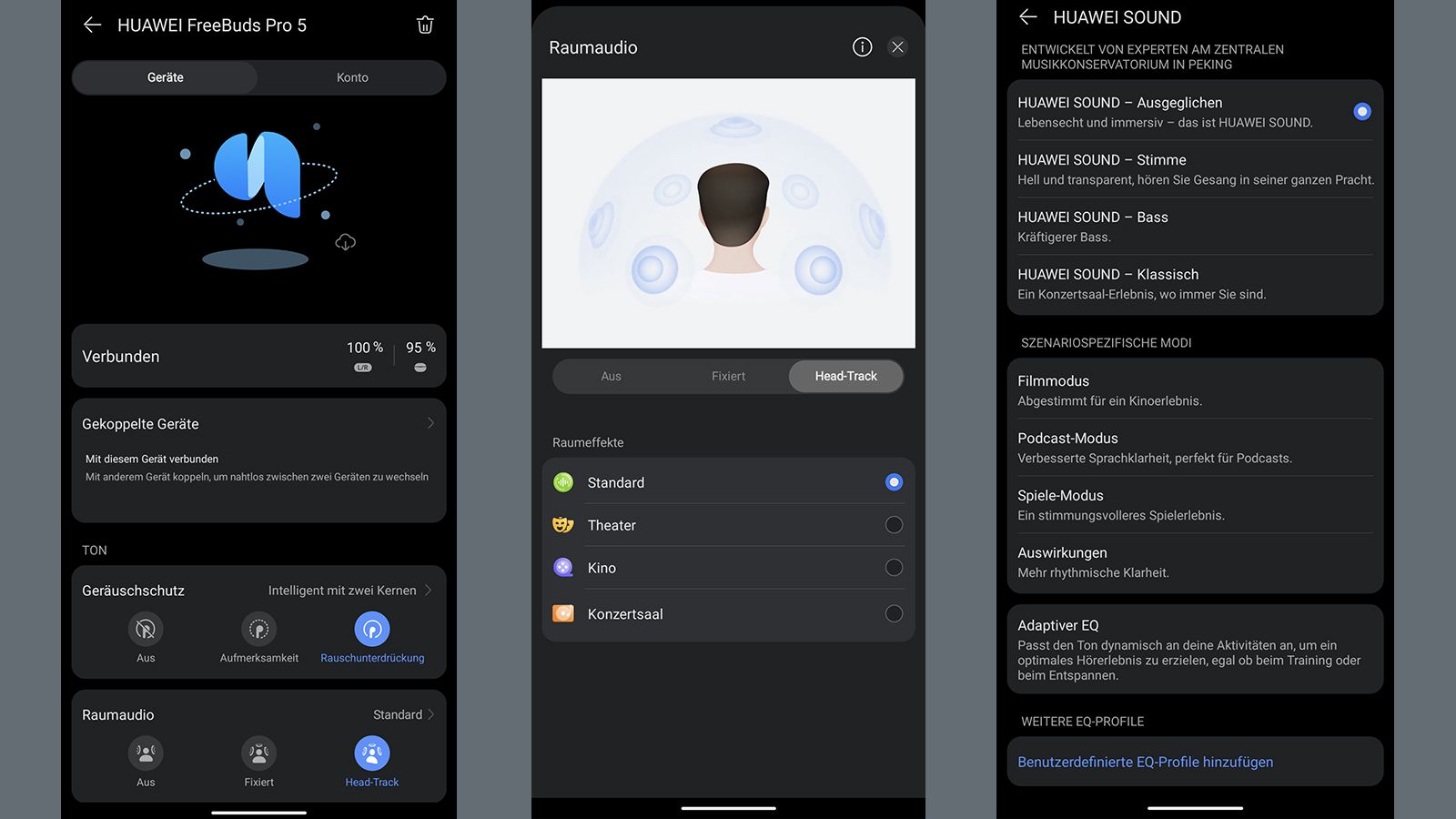 In der "AI Life"-App von Huawei lassen sich die FreeBuds Pro 5 umfassend anpassen und austesten.
